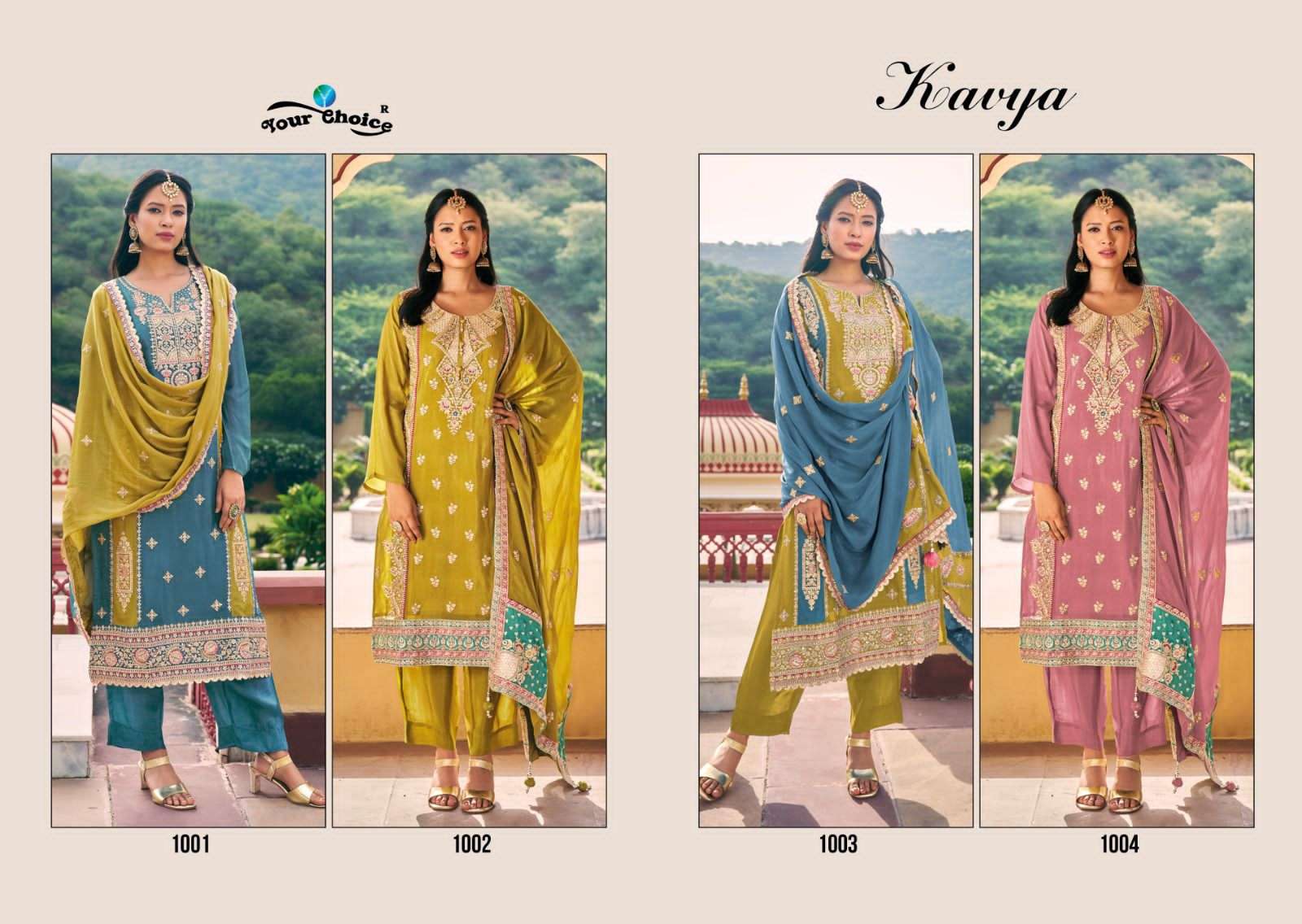 your choice kavya 1001-1004 series latest designer salwar kameez wholesaler surat gujarat