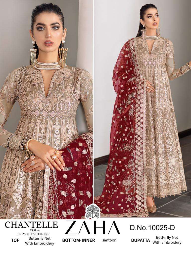 zaha 10025 series butterfly net embroidred designer party wear salwar kameez wholesale dealer online shopping surat 