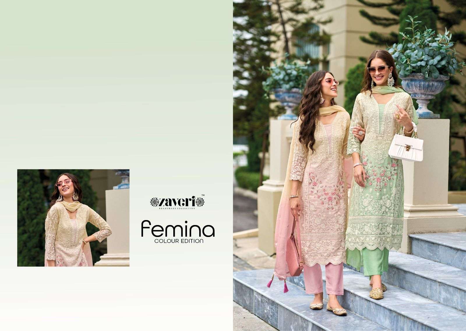 zaveri femina colours edition 1262-1264 series party wear look straight cut salwar kameez wholesale price 