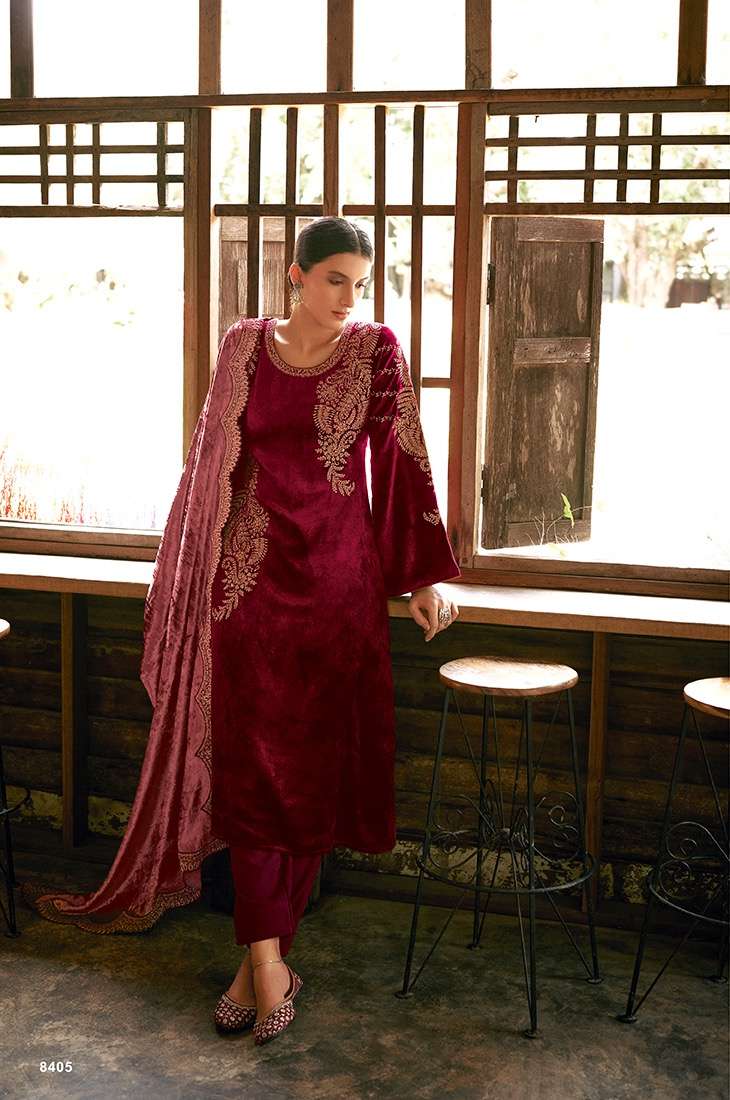 aiqa lifestyle elie 8401-8408 series latest fancy designer salwar kameez wholesaler surat gujarat