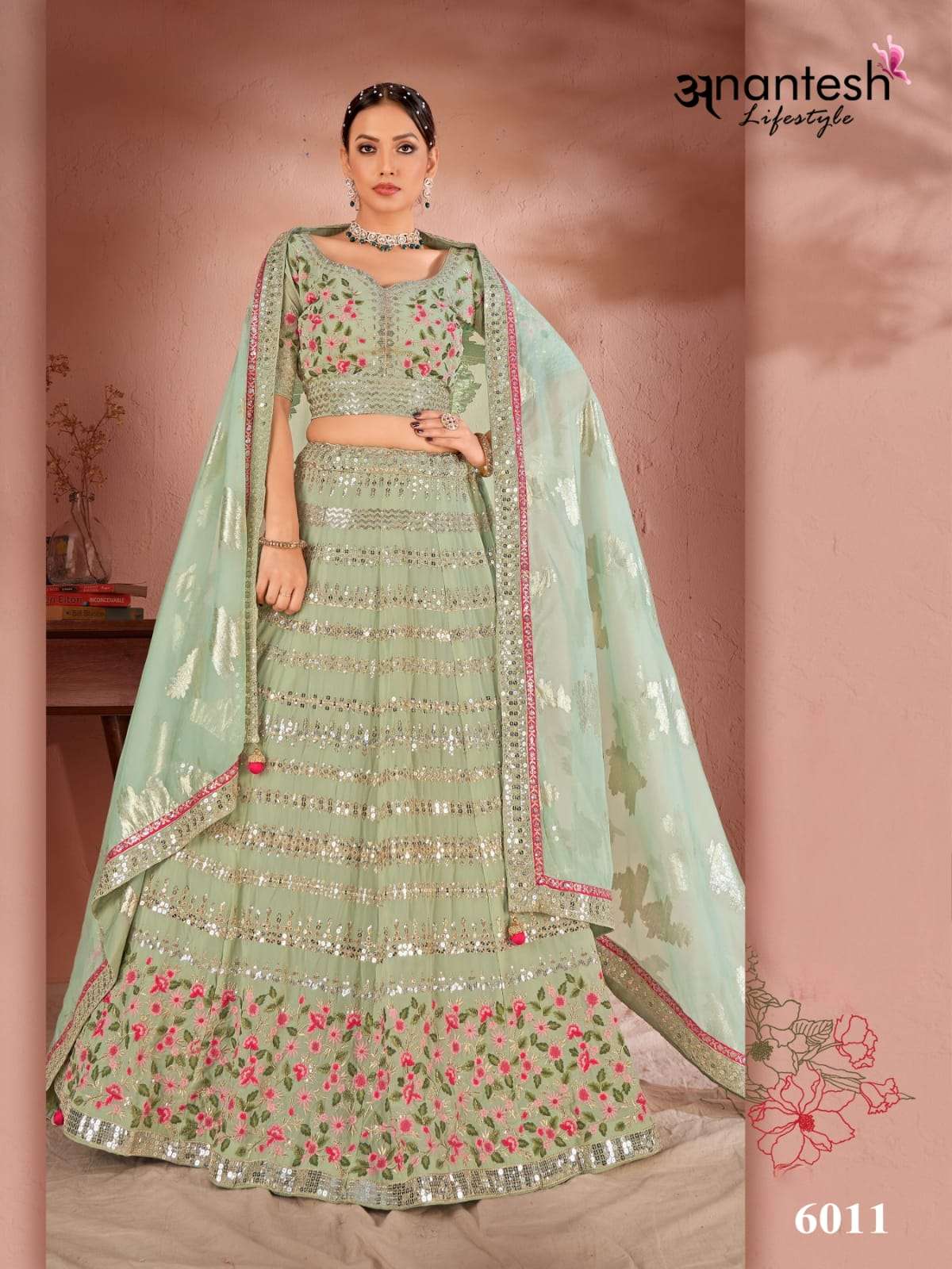 anantesh lifestyle maharani vol-2 6007-6011 series latest designer wedding lehenga wholesaler surat gujarat