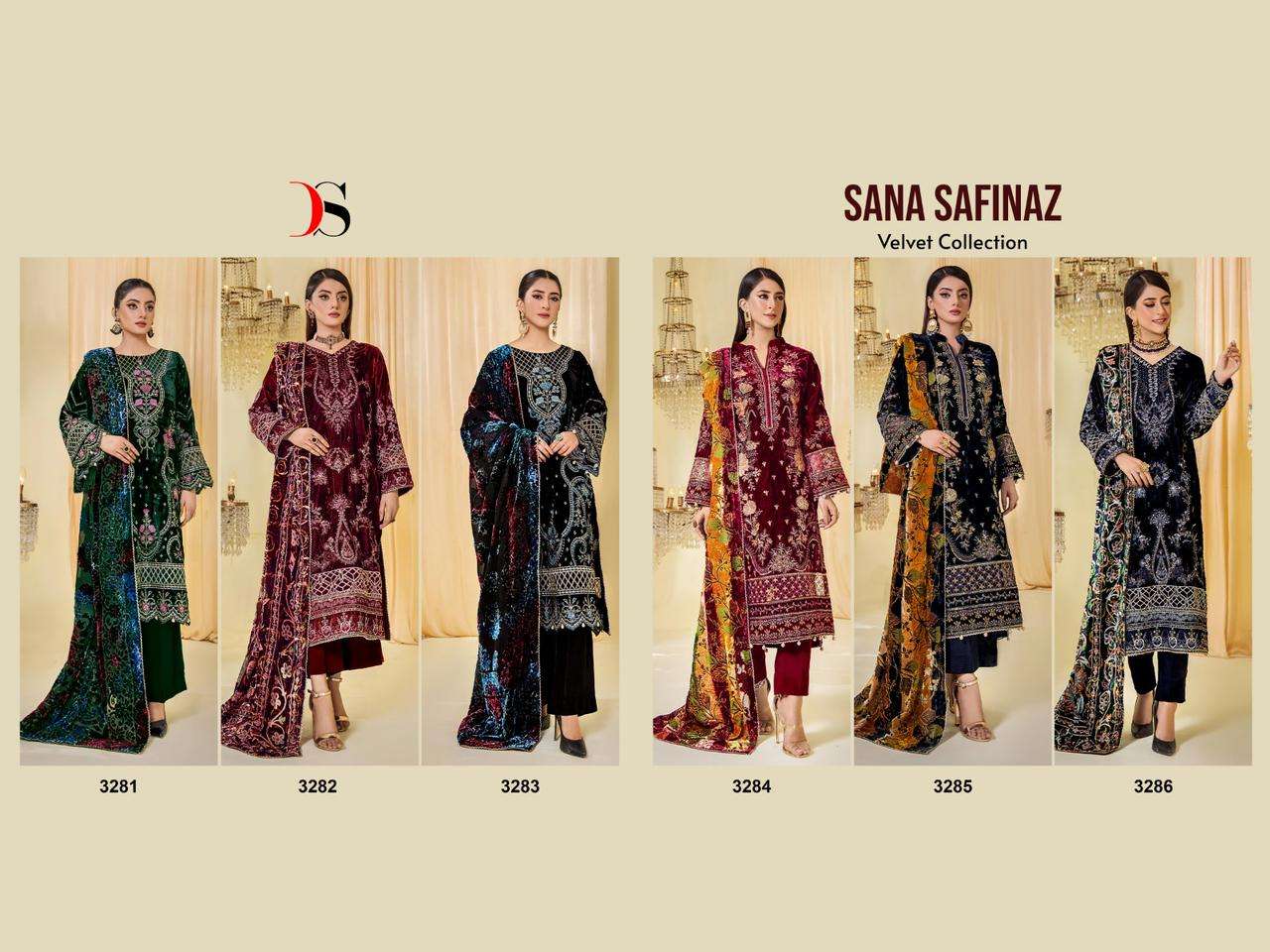 deepsy sana safinaz 3281-3286 series designer pakistani wedding wear salwar kameez wholesaler surat gujarat