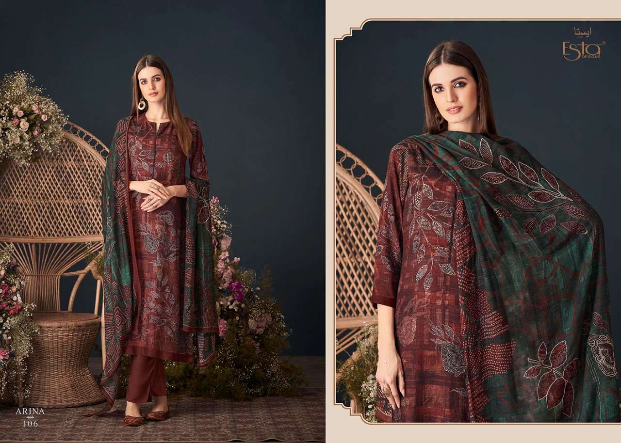 esta designs arina 101-110 series latest pakistani festive wear salwar kameez wholesaler surat gujarat