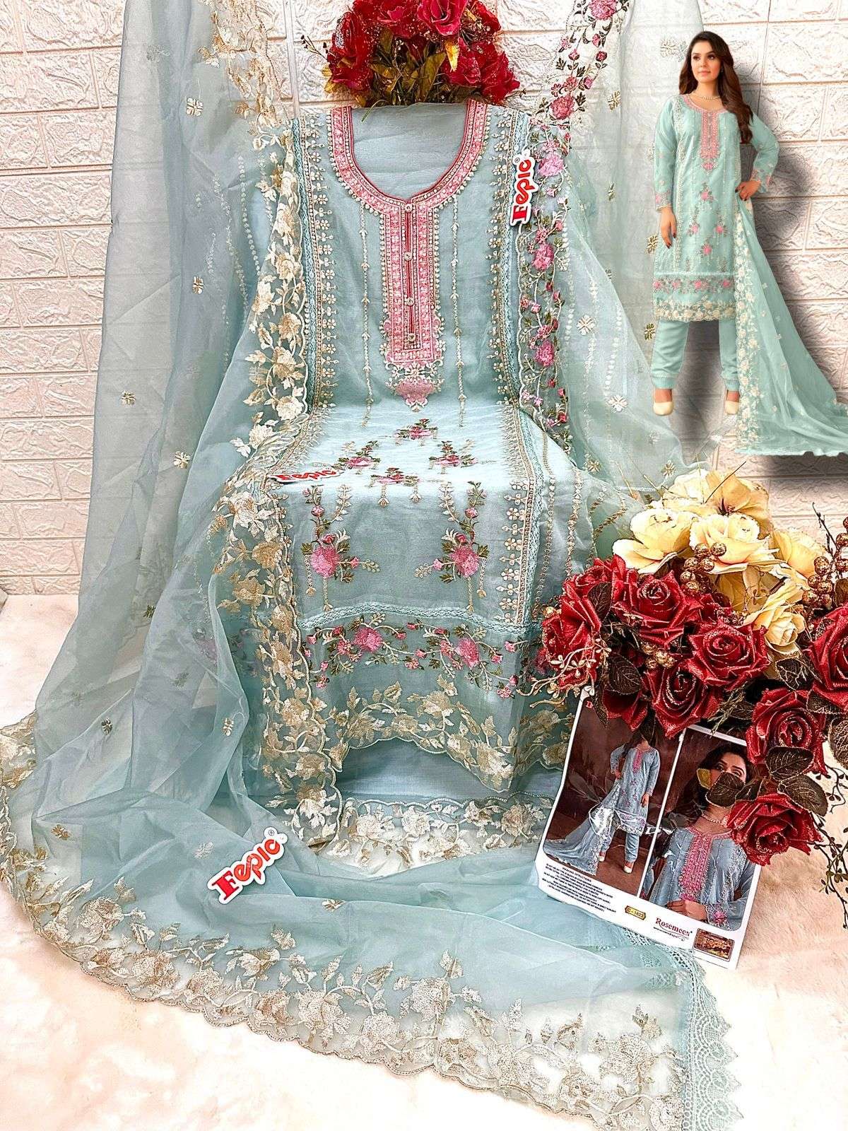 fepic rosemeen 1623 colour series designer pakistani salwar kameez wholesaler surat gujarat
