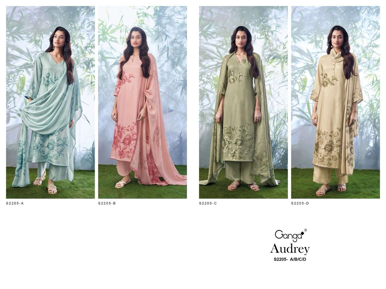 ganga audrey 2205 colour series designer wedding wear pakistani salwar kameez wholesaler surat gujarat