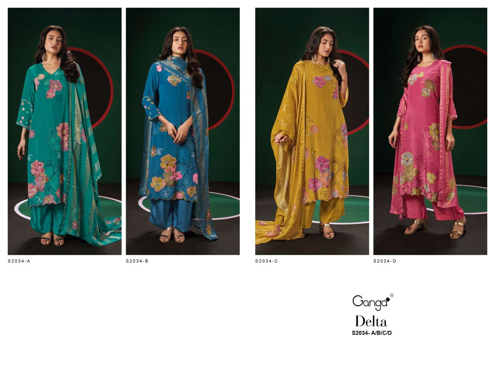 ganga delta 2034 colour series designer wedding wear salwar kameez wholesaler surat gujarat