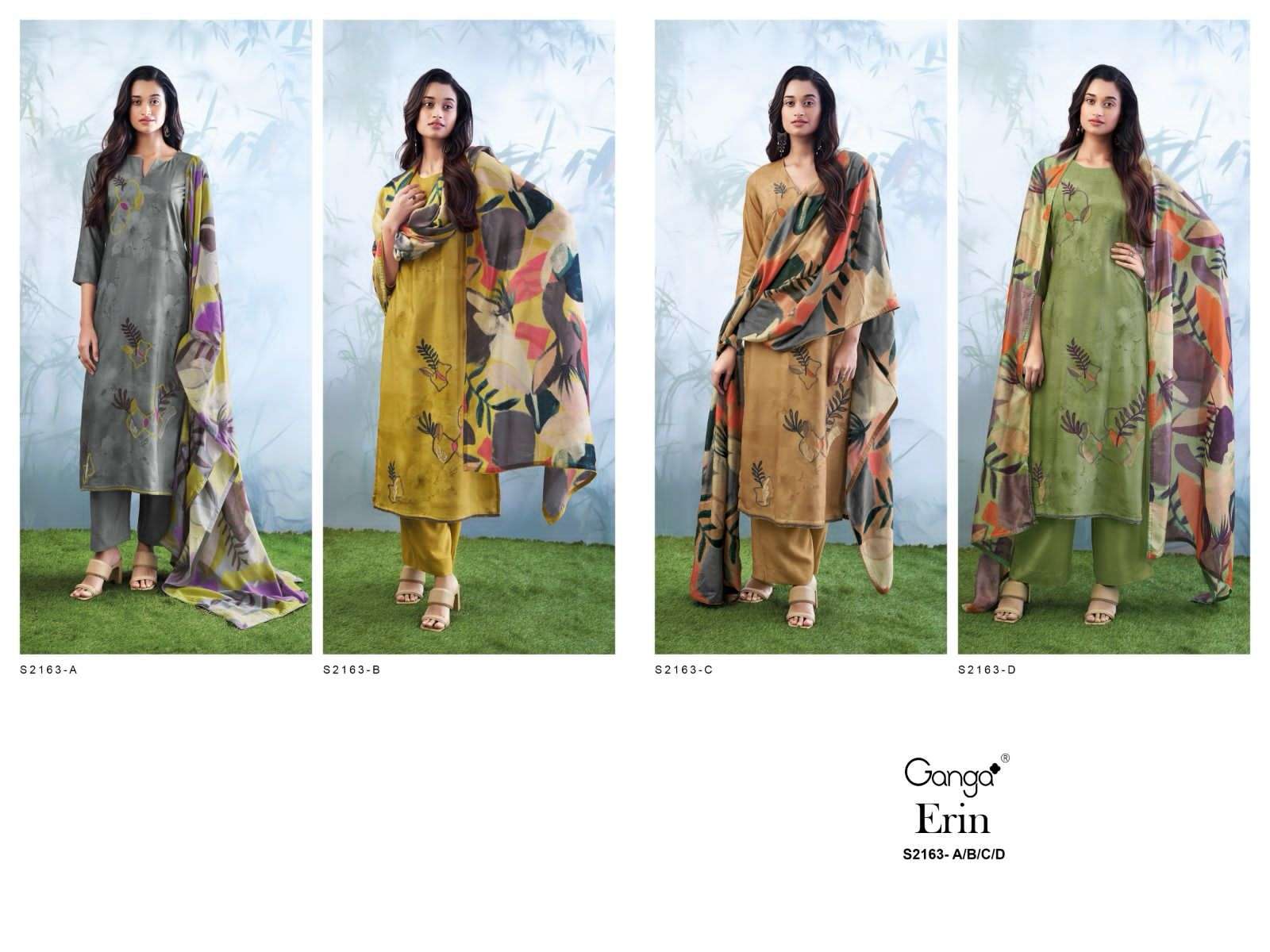 ganga erin 2163 colour series designer wedding wear pakistani salwar kameez wholesaler surat gujarat