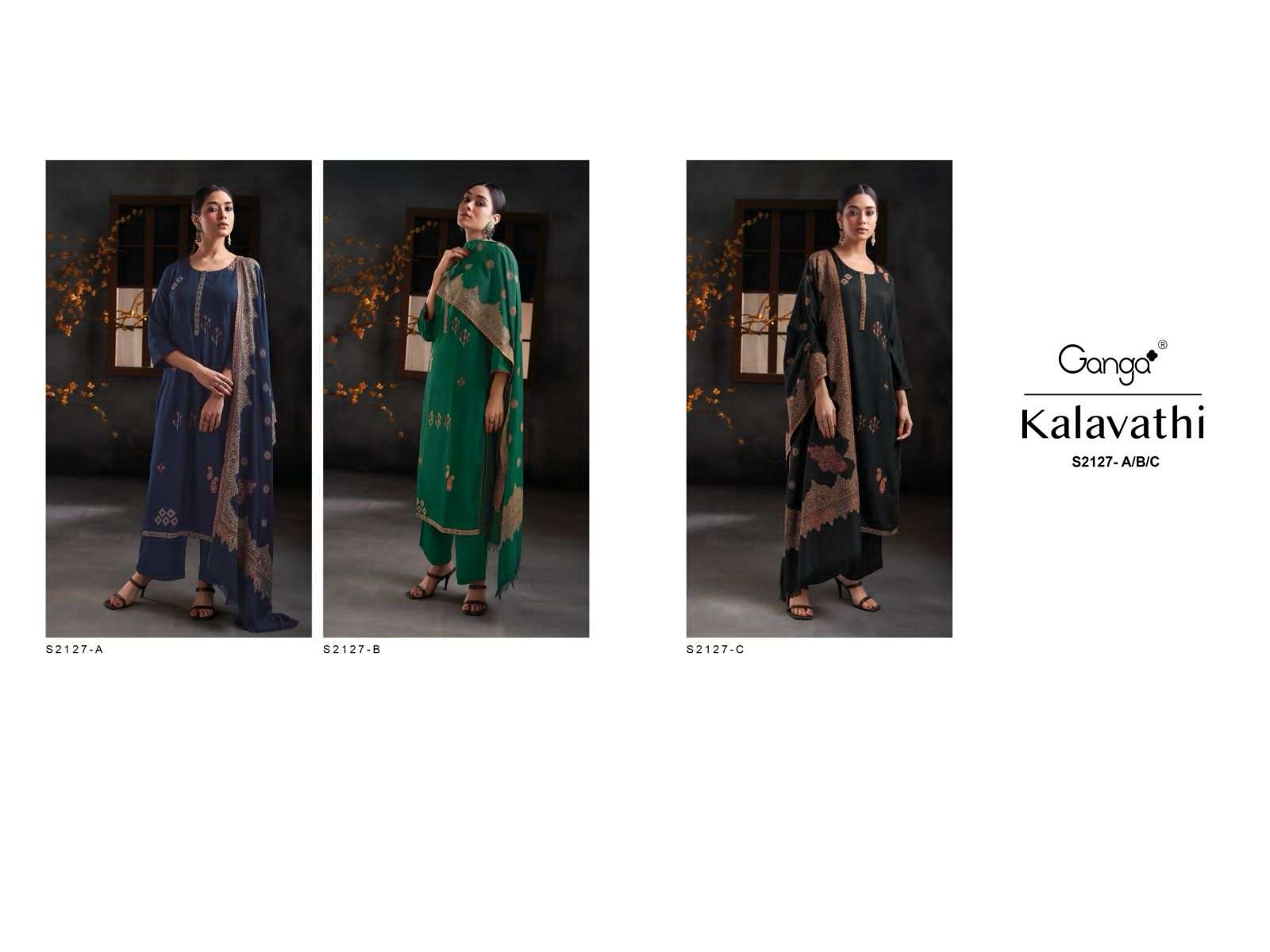 ganga kalavathi 2127 colour series designer wedding wear salwar kameez wholesaler surat gujarat