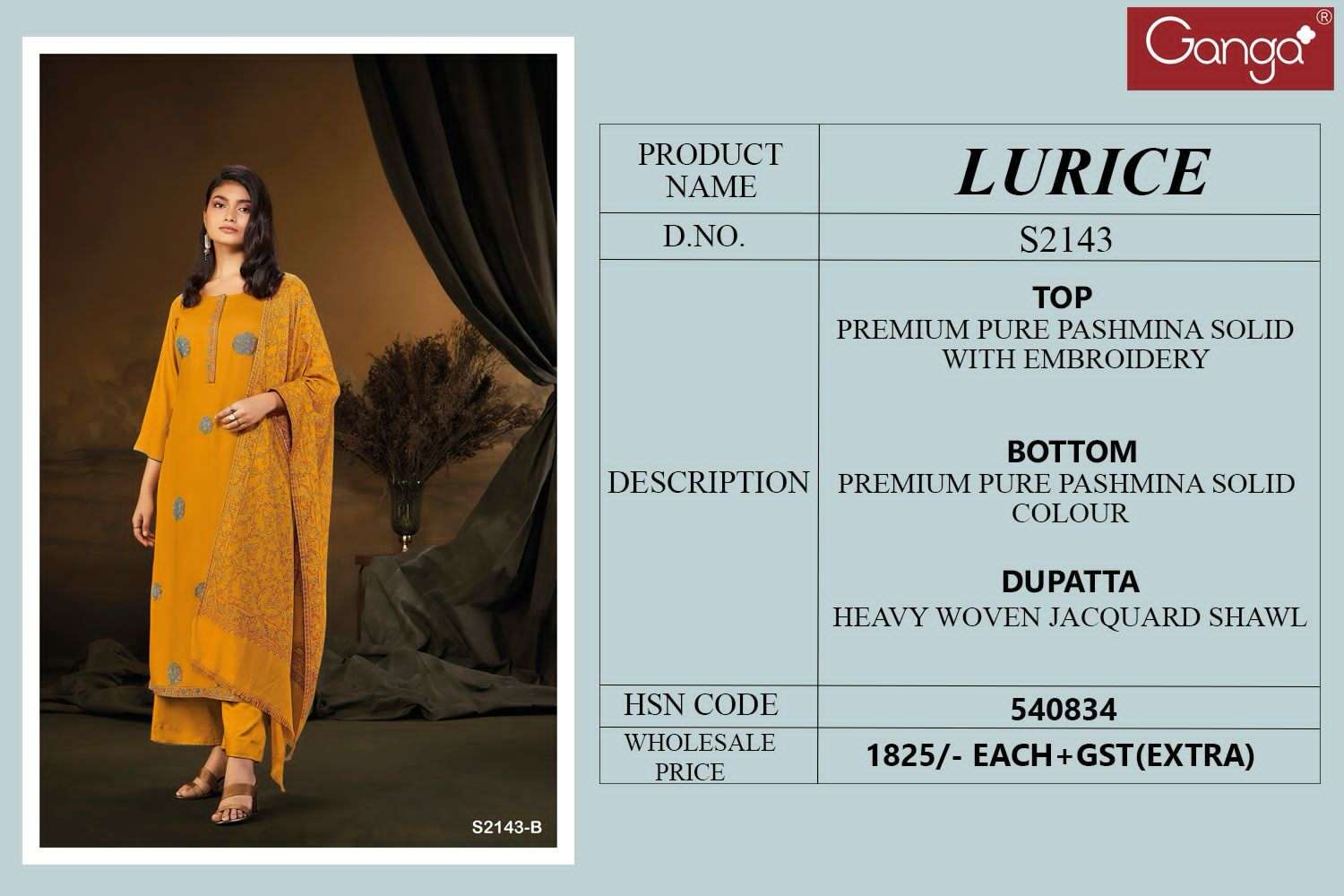 ganga lurice 2143 colour series latest designer pakistani salwar kameez wholesaler surat gujarat