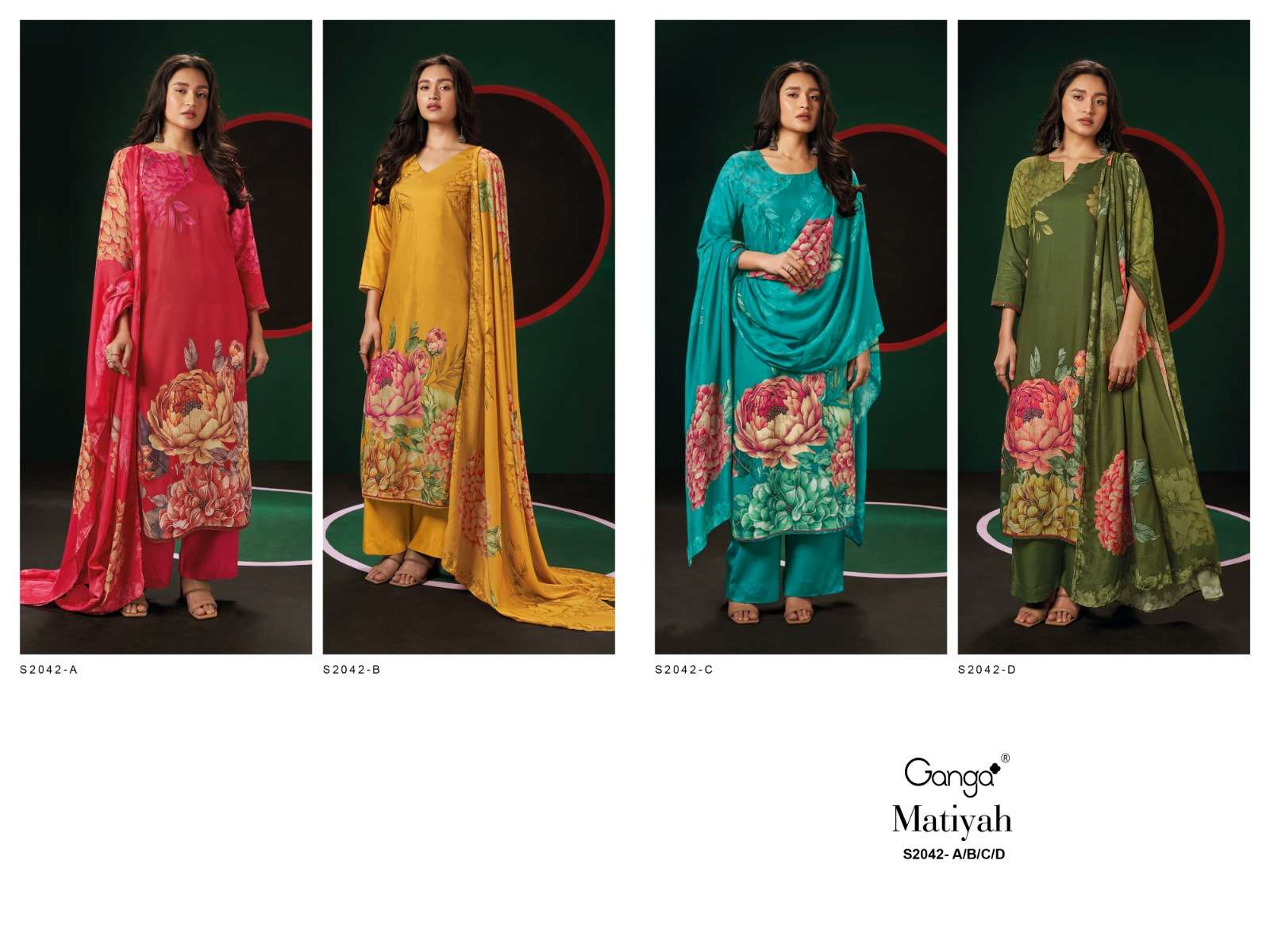 ganga matiyah 2042 colour series traditional straight salwar kameez wholesaler surat gujarat