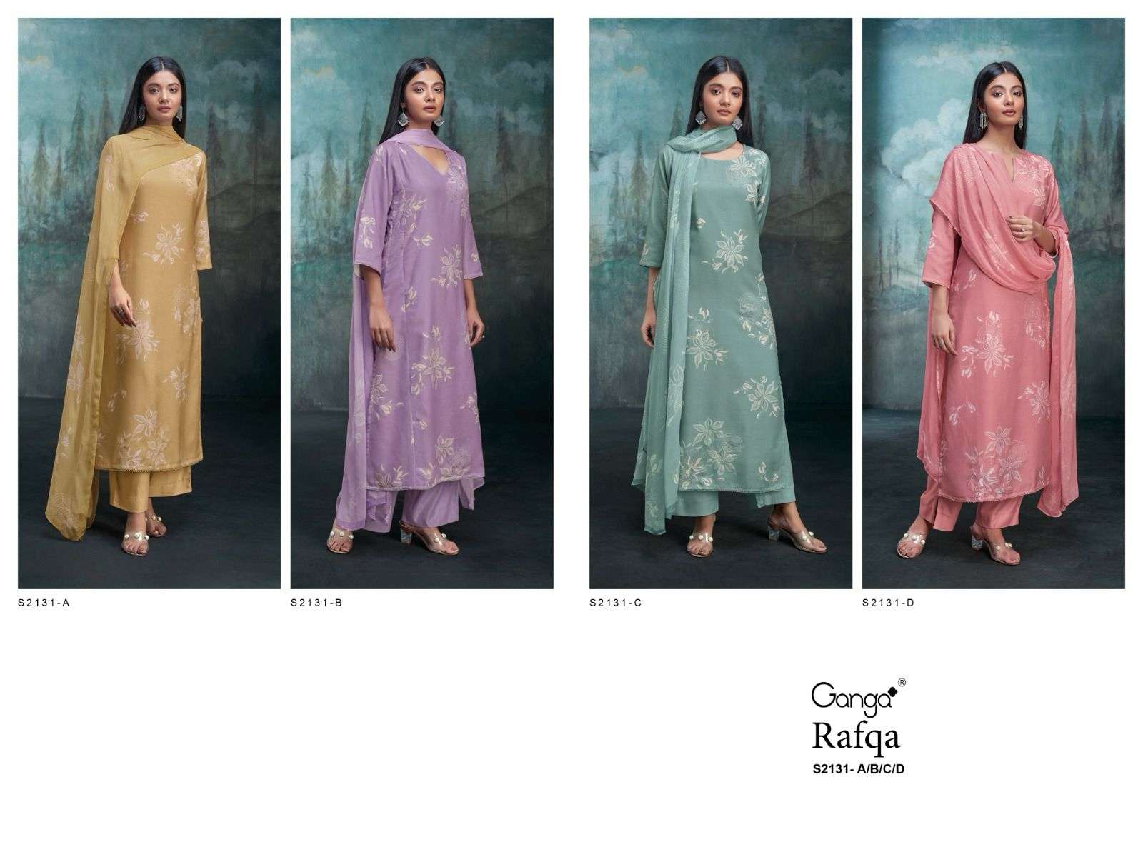 ganga rafqa 2131 colour series designer pakistani pashmina salwar kameez wholesaler surat gujarat