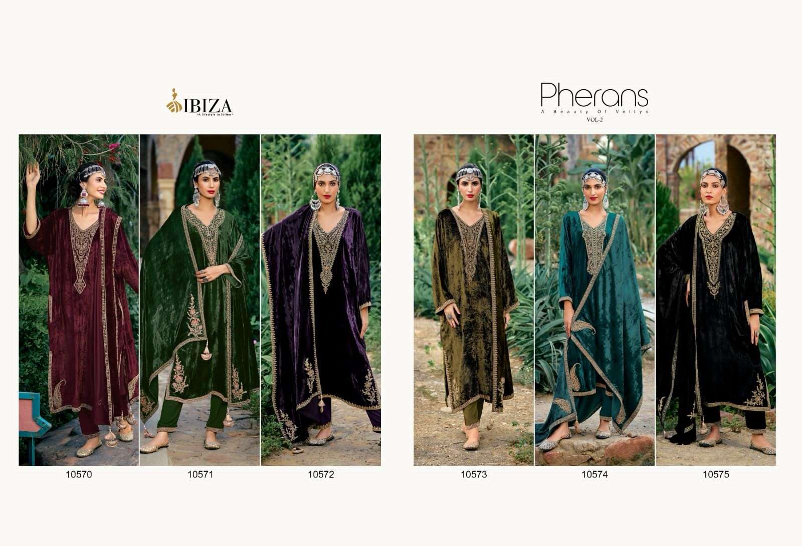 ibiza pherans vol-2 10570-10575 series latest pakistani salwar kameez wholesaler surat gujarat