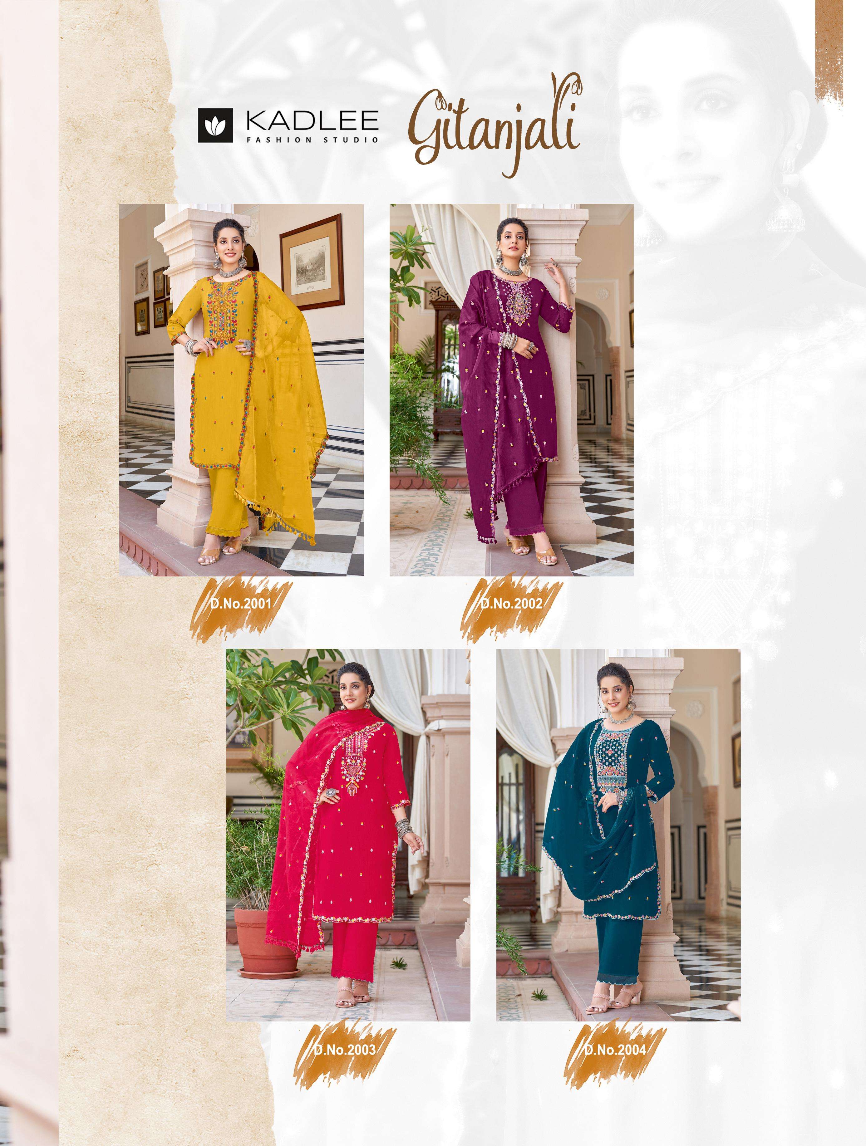 kadlee gitanjali 2001-2004 series latest designer fancy kurti set wholesaler surat gujarat