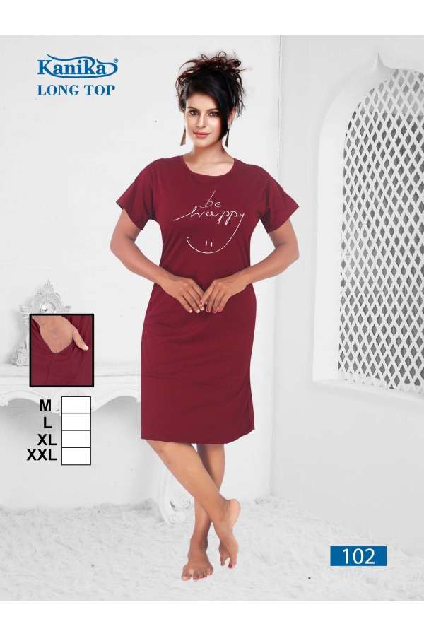 kanika 101-110 series latest casual wear one piece type night wear at wholesale price surat gujarat