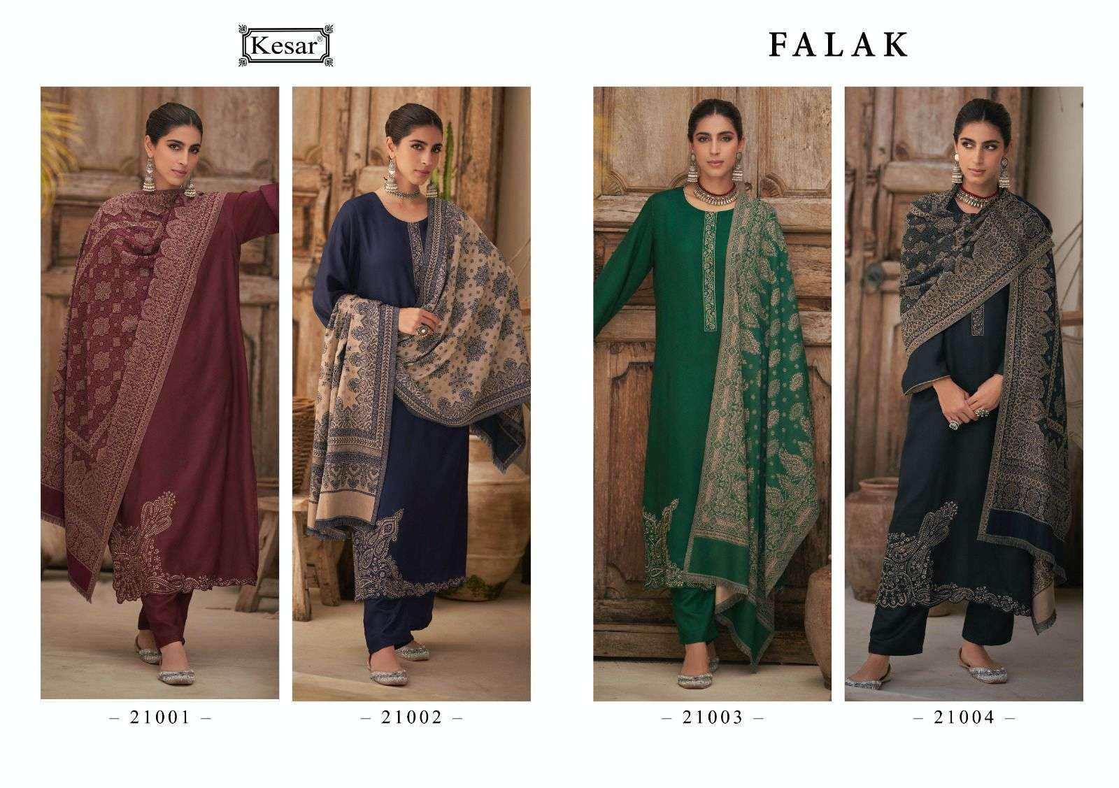 kesar karachi falak 21001-21004 series latest pakistani fancy salwar kameez wholesaler surat gujarat