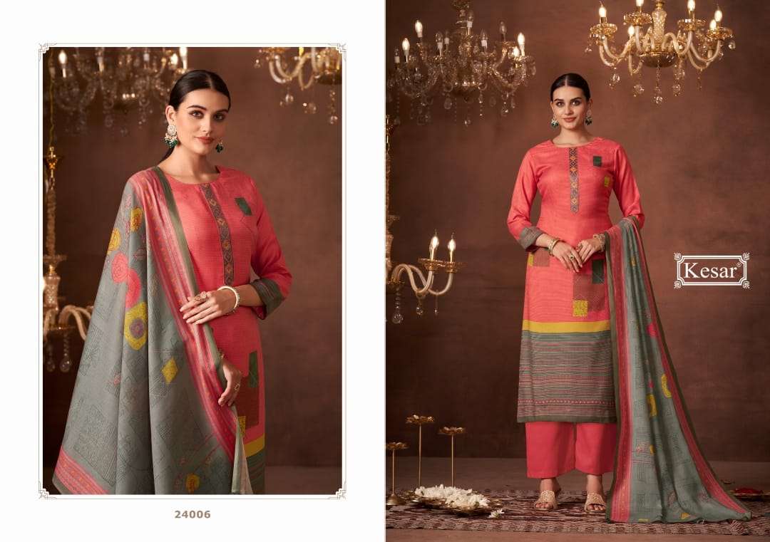 kesar shahin vol-4 24001-24006 series latest printed pashmina designer salwar kameez wholesaler surat gujarat