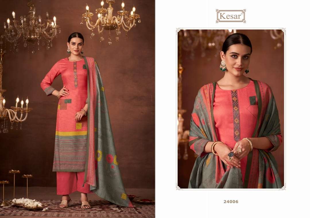 kesar shahin vol-4 24001-24006 series latest printed pashmina designer salwar kameez wholesaler surat gujarat