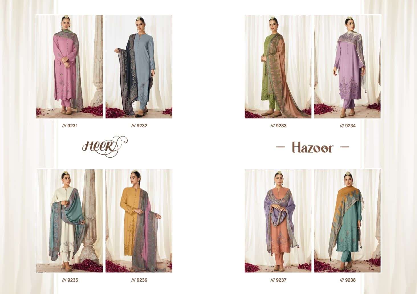 kimora heer hazoor 9231-9238 series latest wedding wear pakistani salwar kameez wholesaler surat gujarat