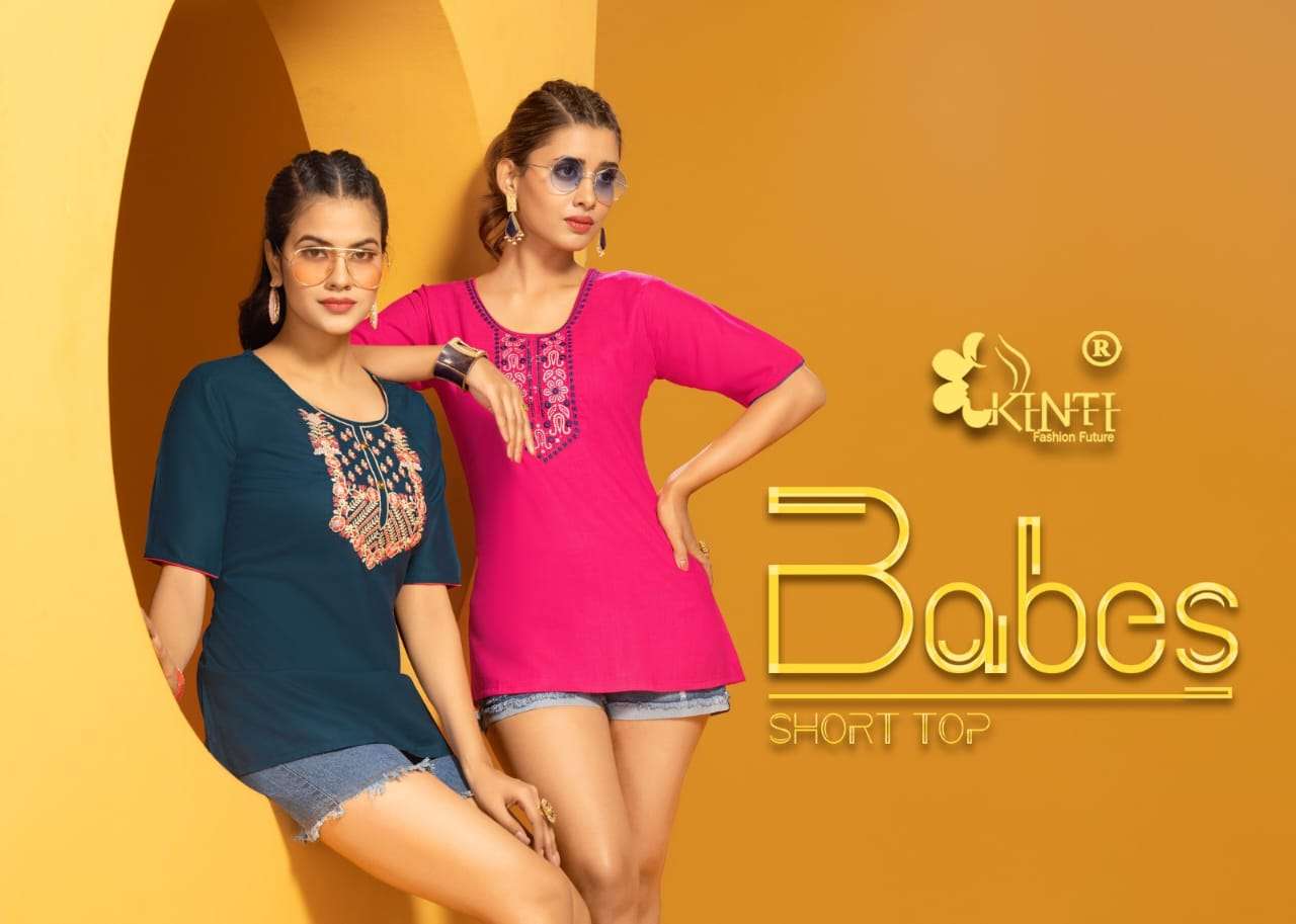 kinti babes 101-108 series latest designer short top wholesaler surat gujarat