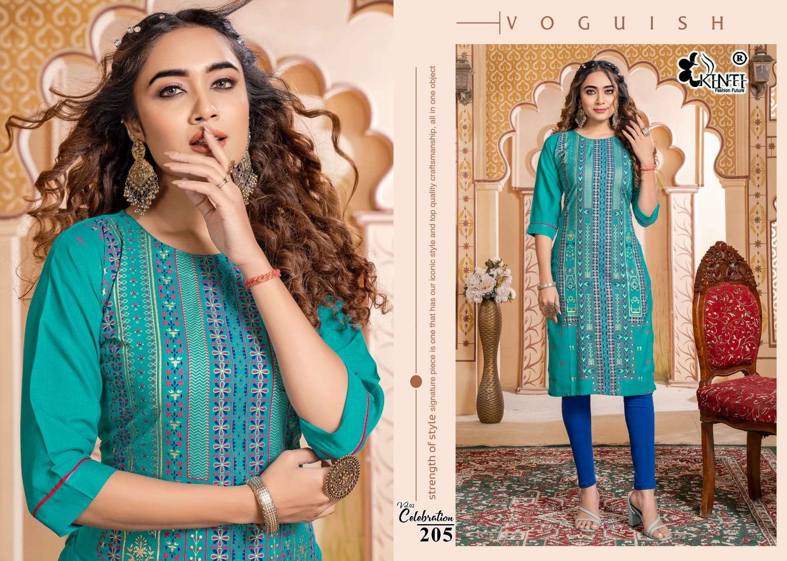 kinti fahion celebration-2 201-208 series latest designer casual wear kurti wholesaler surat gujarat