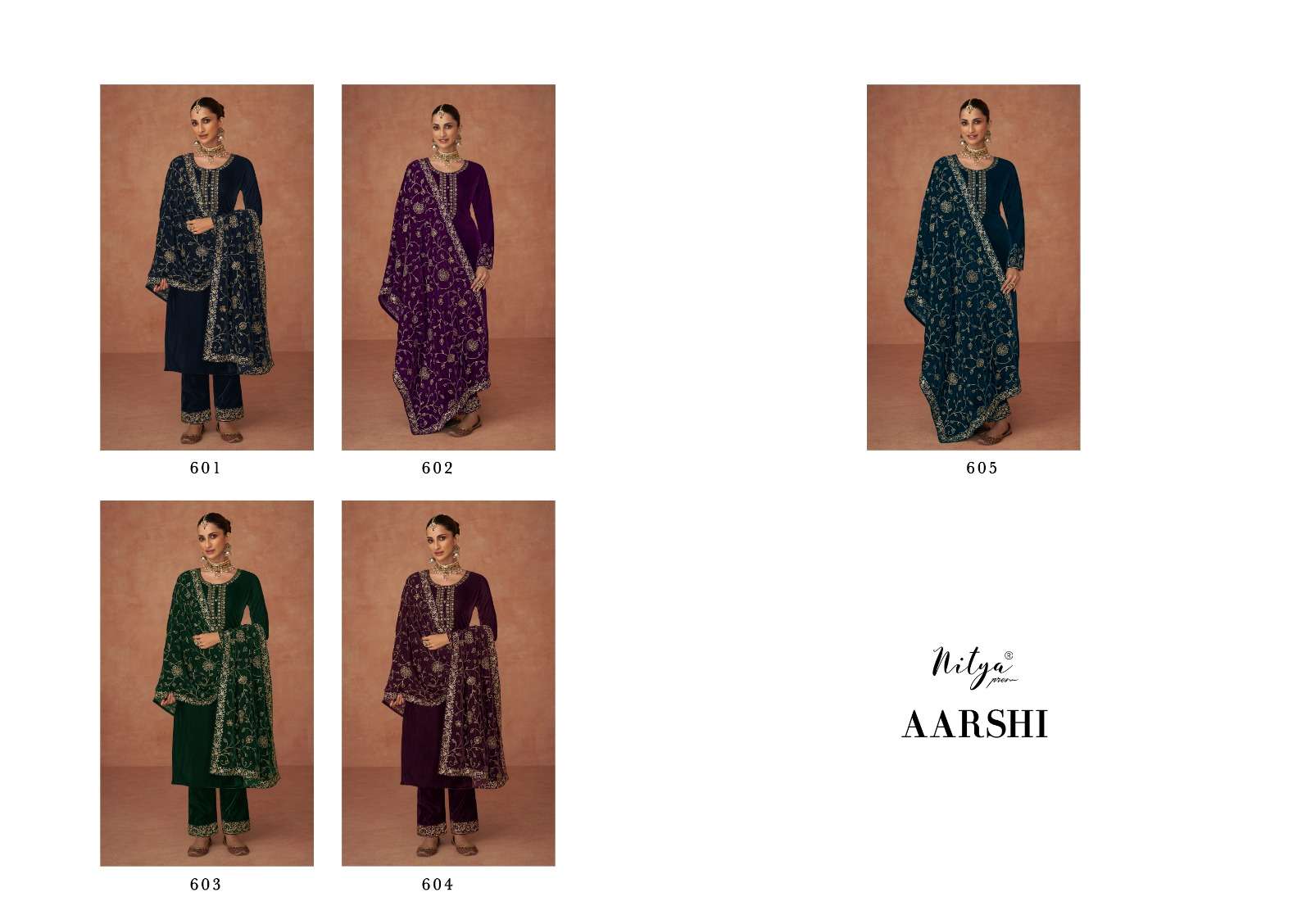 lt nitya aarshi 601-605 series designer pakistani salwar kameez wholesaler surat gujarat