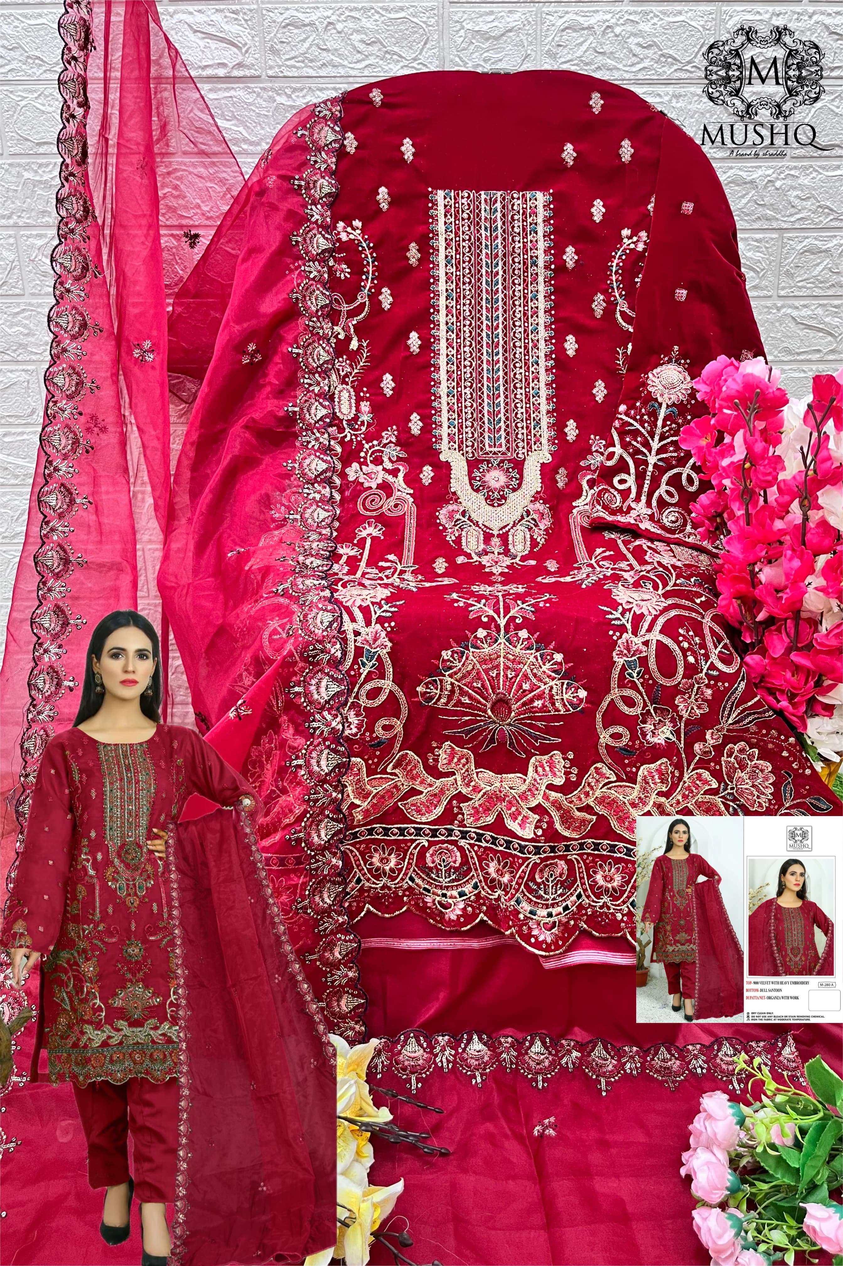 mushq 280 colour series designer pakistani salwar kameez wholesaler surat gujarat