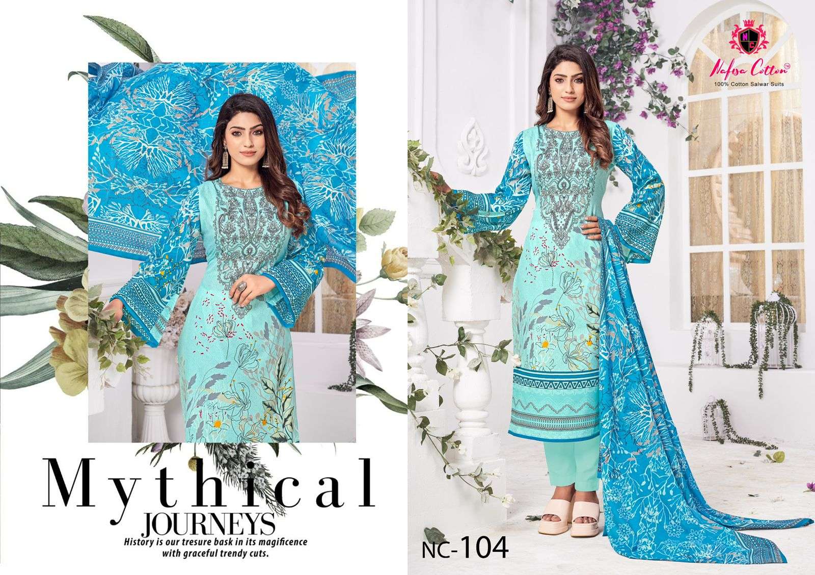 nafisha cotton andaaz karachi suits 1001-1006 series latest pakistani salwar kameez wholesaler surat gujarat