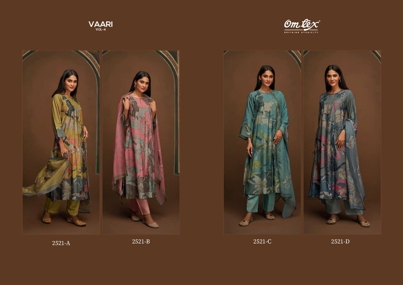 om tex vaari vol-4 2521 colour series latest pakistani salwar kameez wholesaler surat gujarat