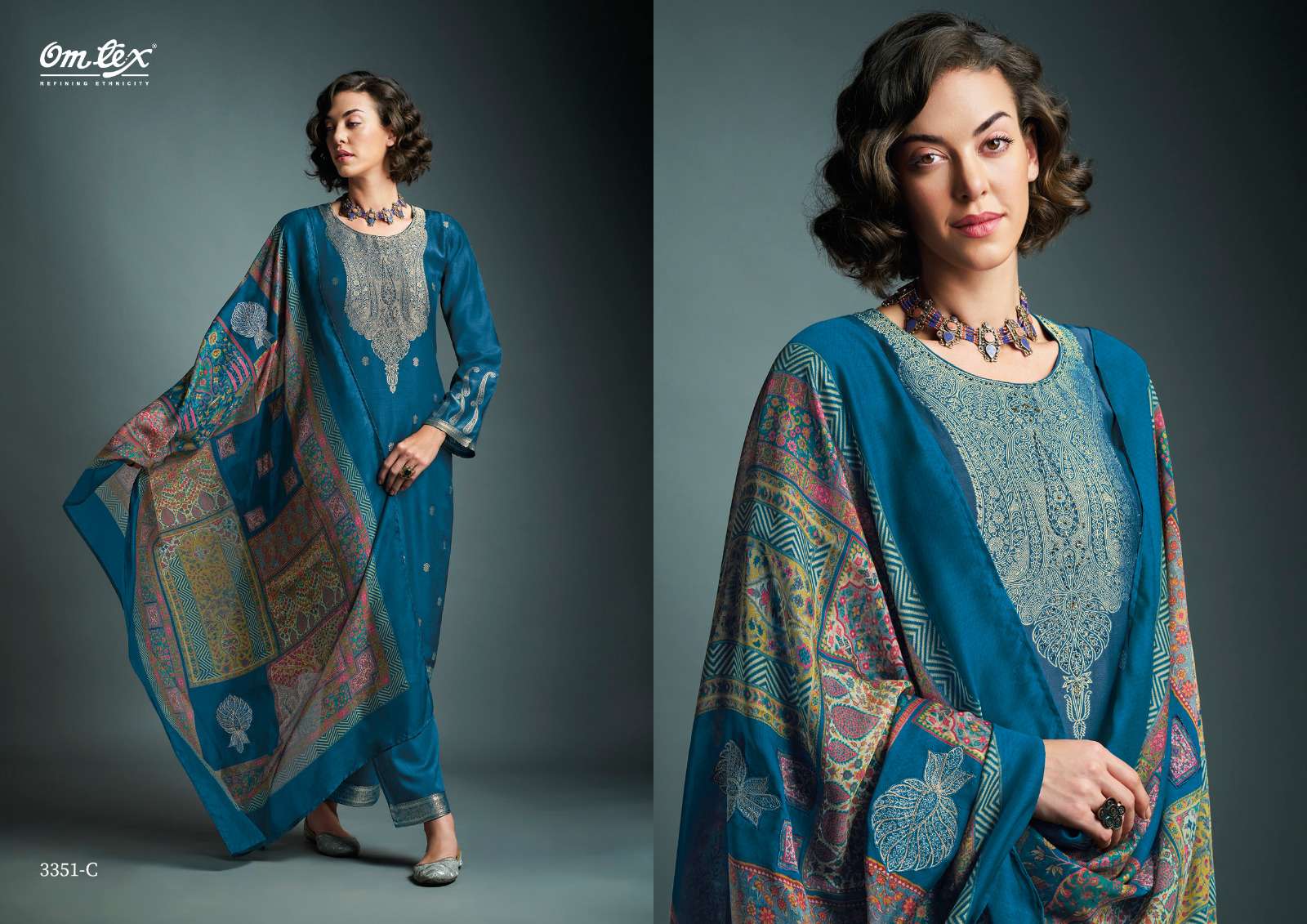 omtex aamod vol-xvii 3351 colour series designer fancy pakistani suit wholesaler surat gujarat