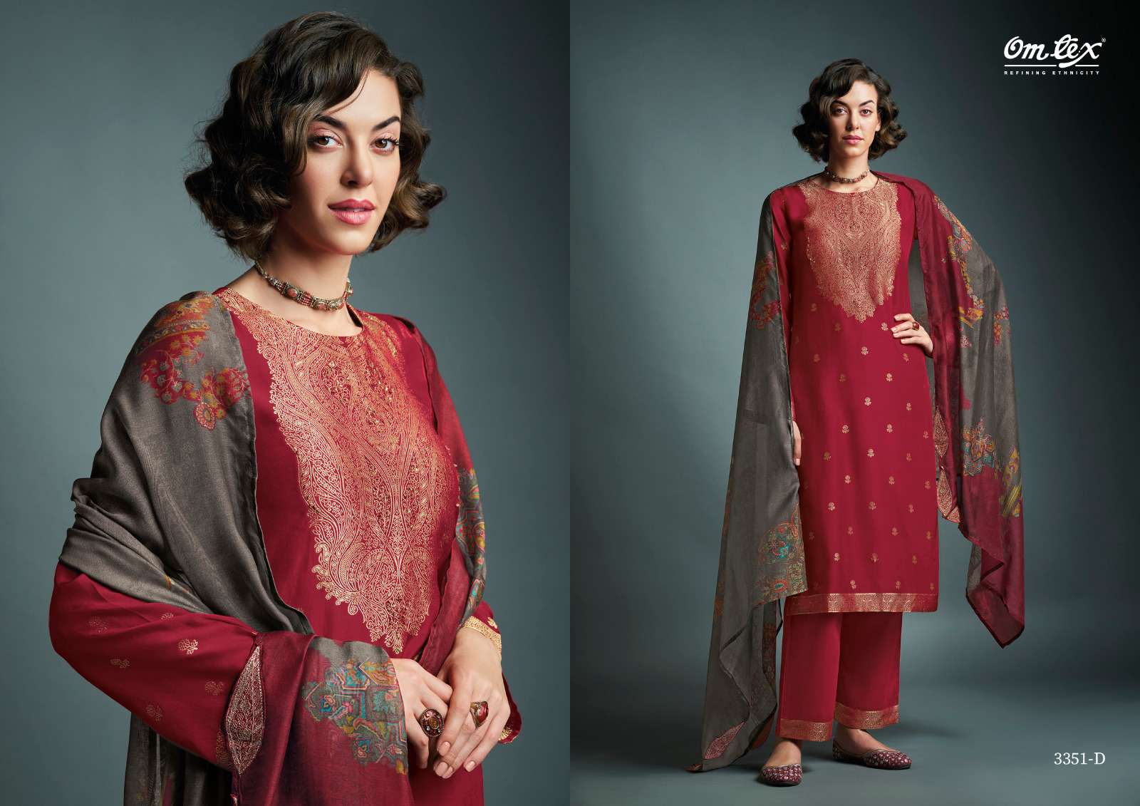 omtex aamod vol-xvii 3351 colour series designer fancy pakistani suit wholesaler surat gujarat