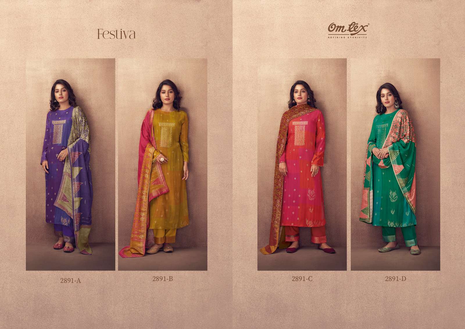 omtex festiva 2891 colour series designer fancy pakistani suit wholesaler surat gujarat