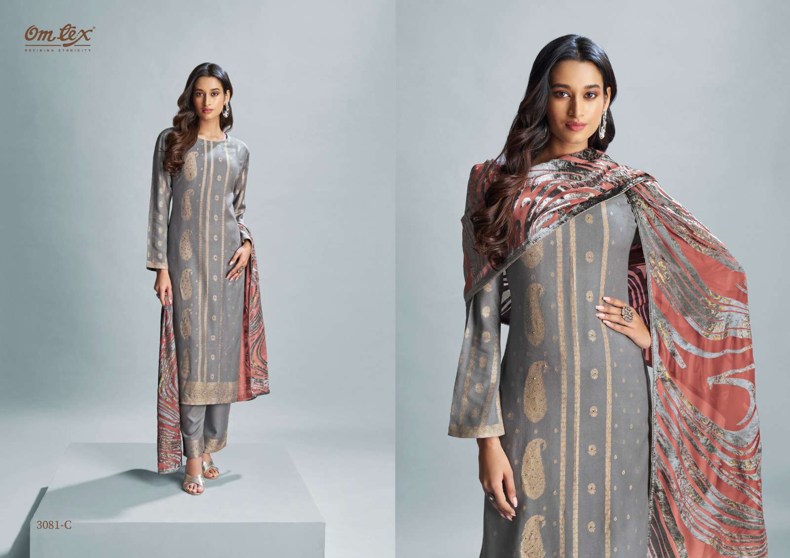 omtex shimmera 3081 colours wedding wear pakistani designer suit wholesaler surat gujarat