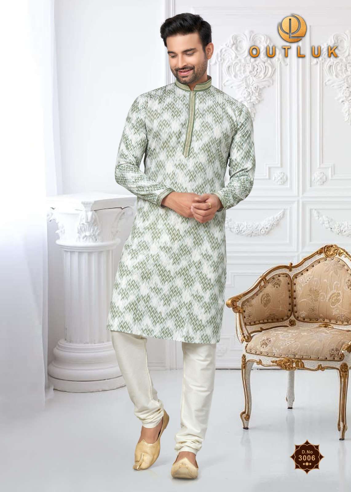 outlook wedding collection vol-3 3001-3006 series latest designer mens kurta pajama wholesaler surat gujarat