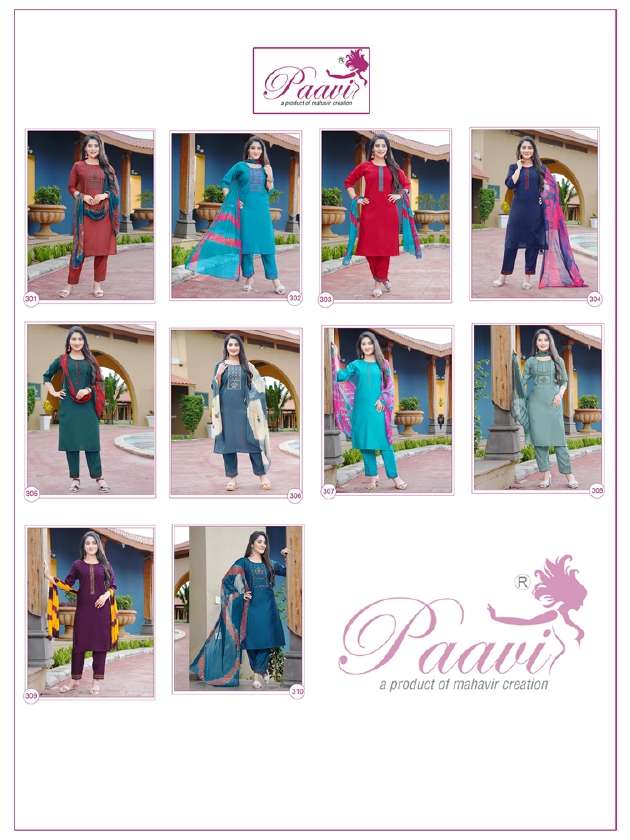 paavis bani vol-3 301-310 series designer latest kurti plazzo set wholesale price surat gujarat