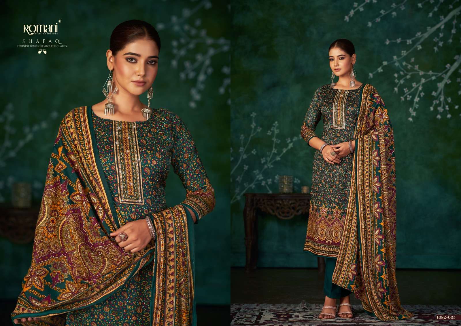romani shafaq designer latest wedding wear pakistani salwar kameez wholesaler surat gujarat