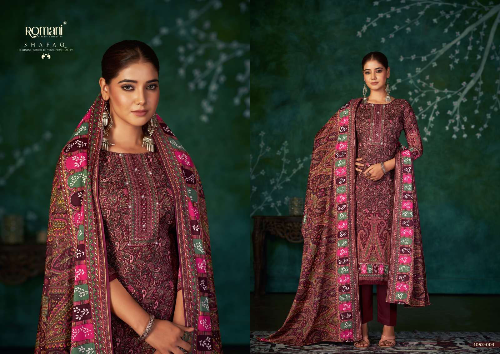 romani shafaq designer latest wedding wear pakistani salwar kameez wholesaler surat gujarat