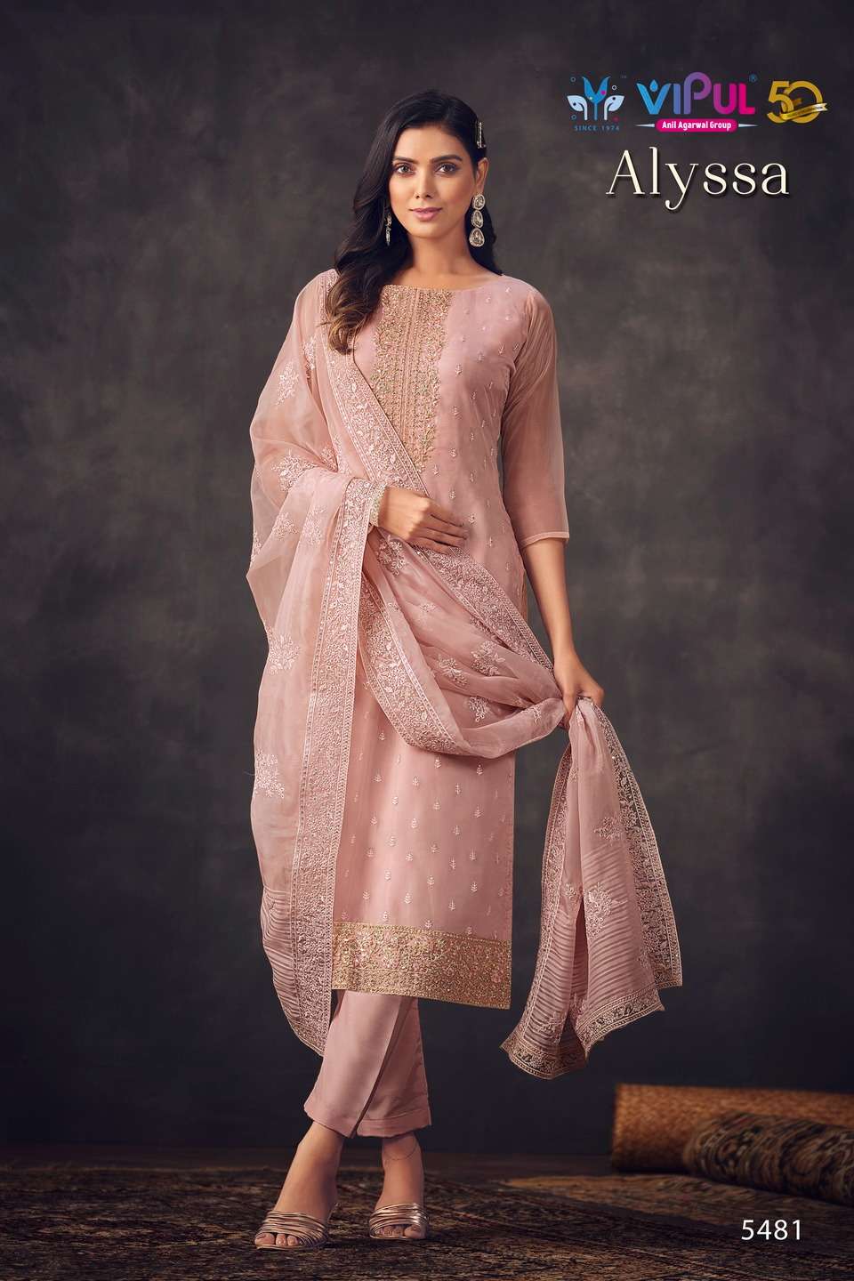 vipul fashion alyssa 5481-5486 series latest designer straight cut salwar kameez wholesaler surat gujarat