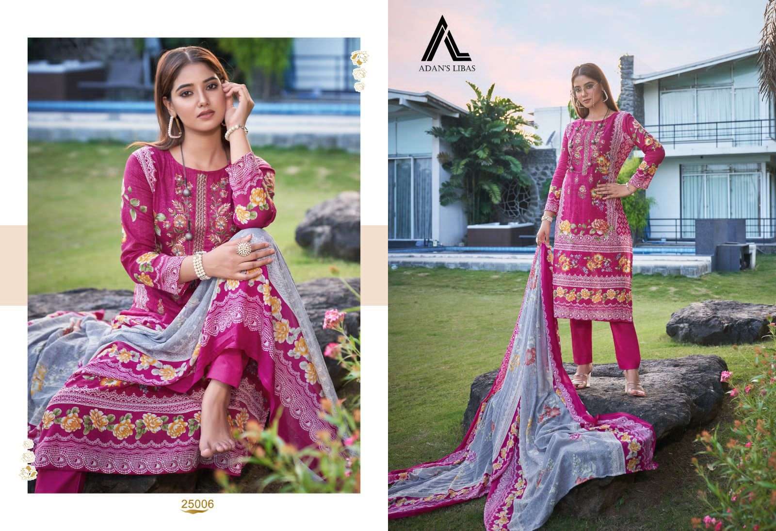 adan libas naira vol-25 25001-25008 series latest fancy designer pakistani salwar kameez wholesaler surat gujarat