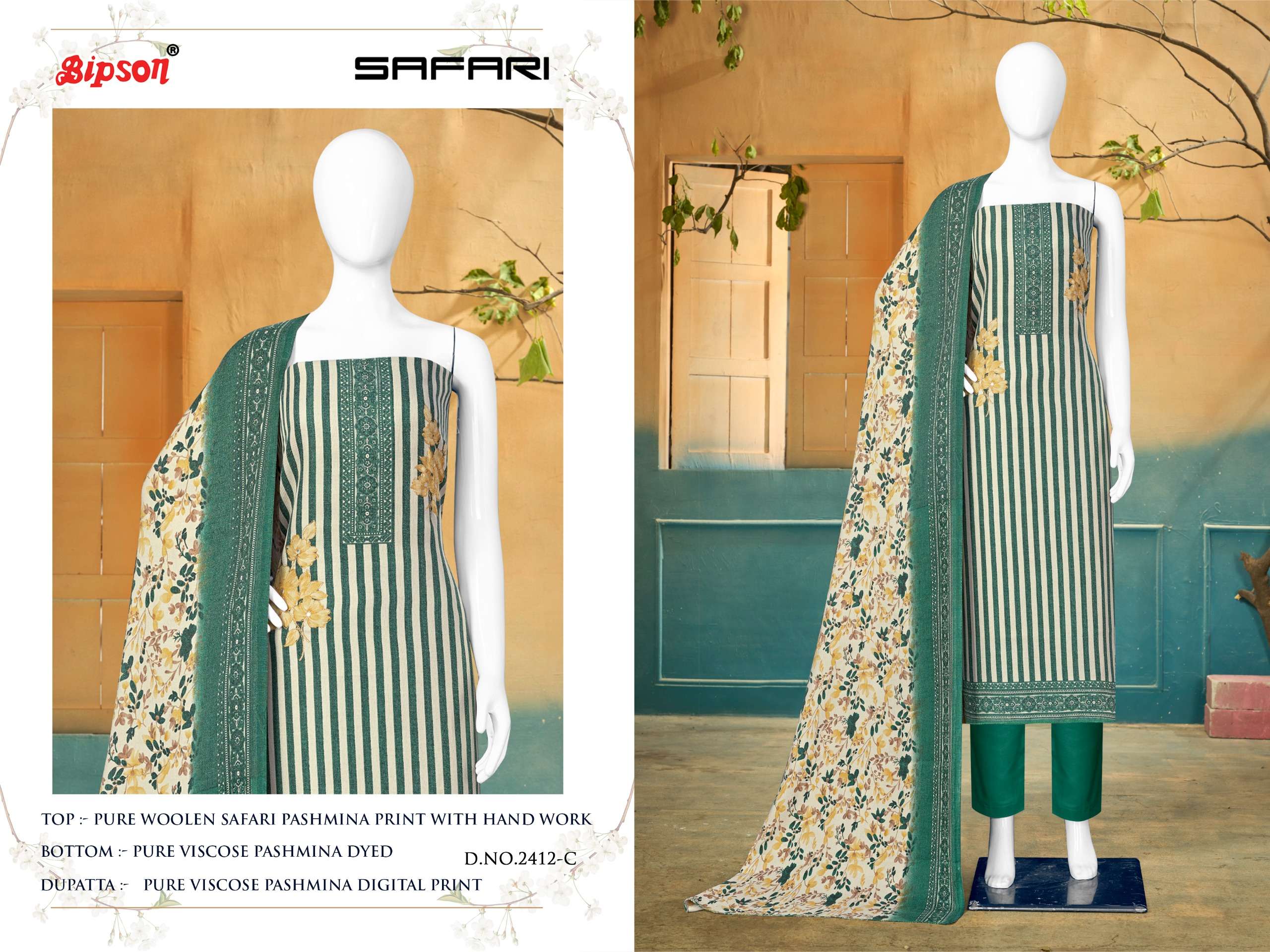 bipson safari 2412 colour series designer pakistani salwar kameez wholesaler surat