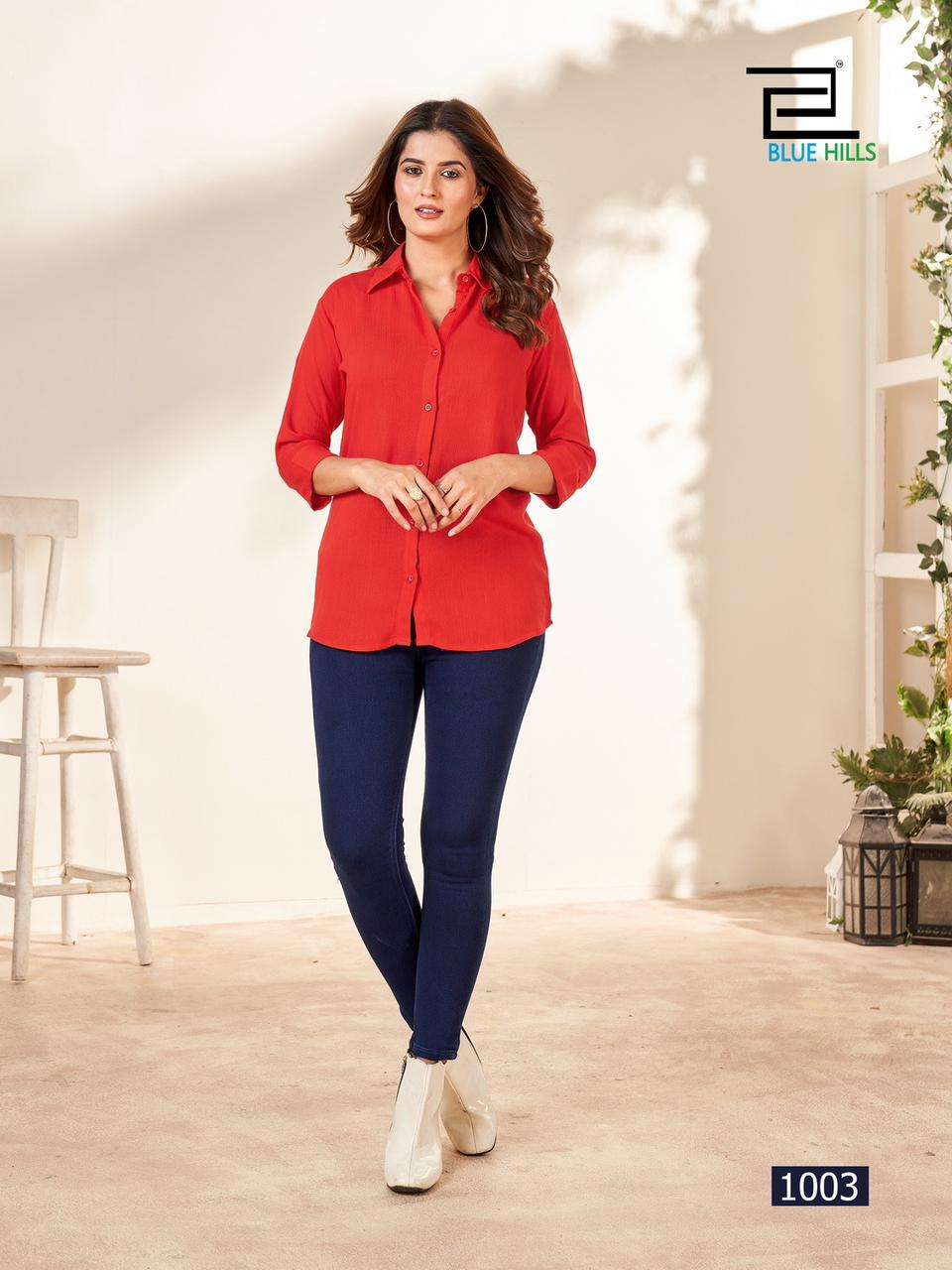 bluehills traveller 1001-1008 series designer latest fancy women  shirt wholesaler surat gujarat