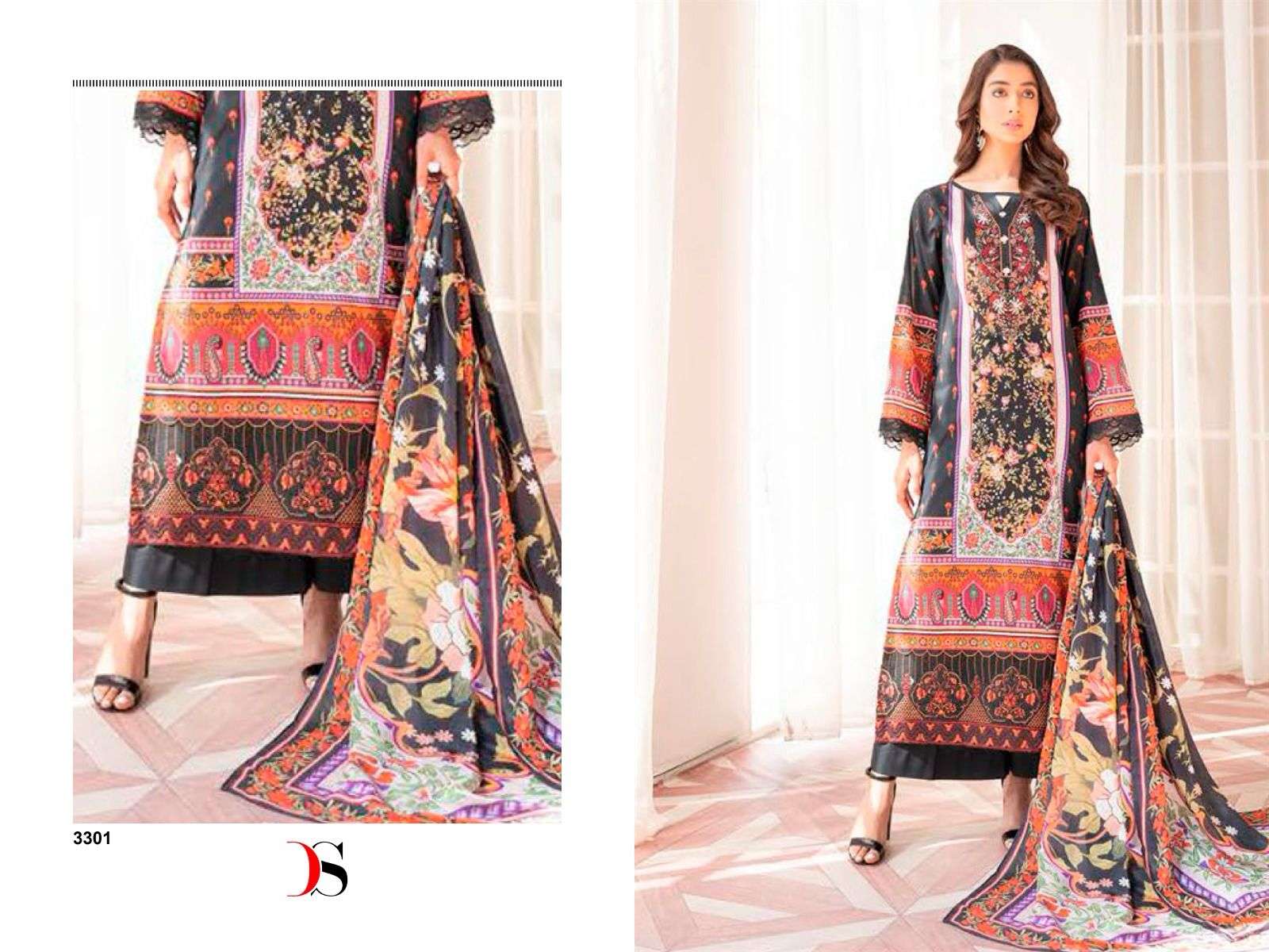 deepsy firdous morja vol-2 3301 to 3305 series cotton designer pakistani salwar suits with cotton dupatta collection at wholesale price