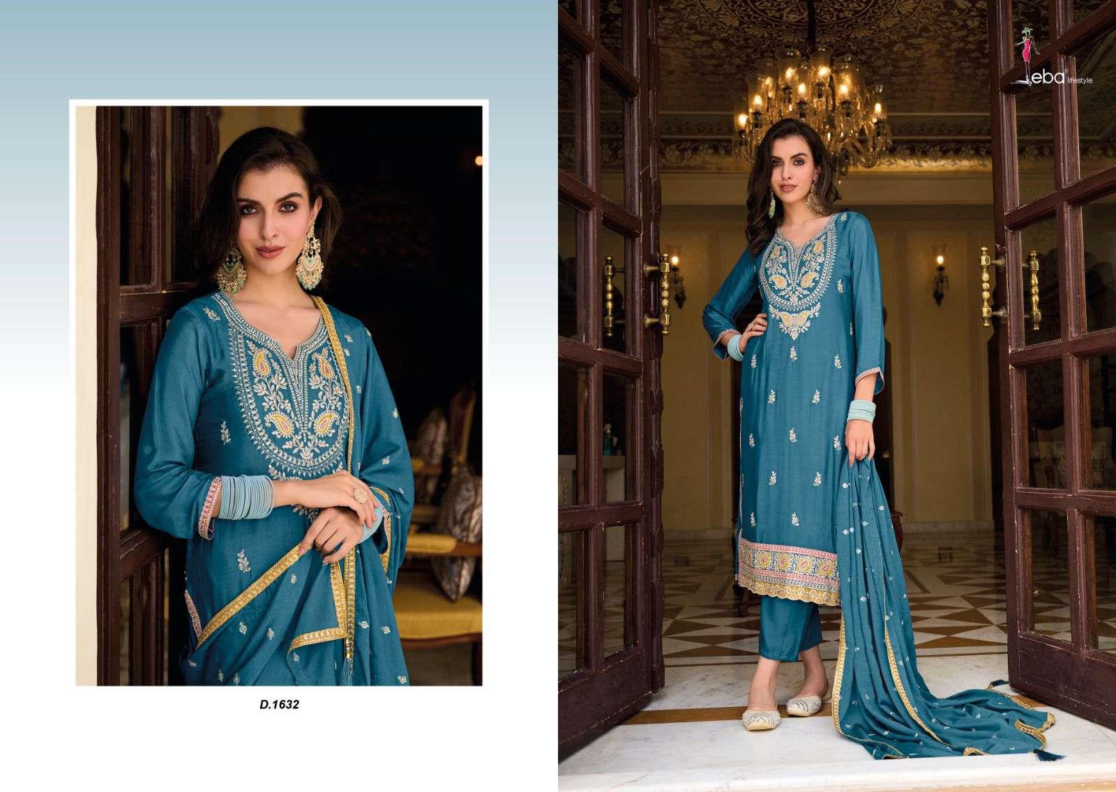 eba ayat 1632-1634 series heavy chinon embroidery work salwar suits wholesale collection