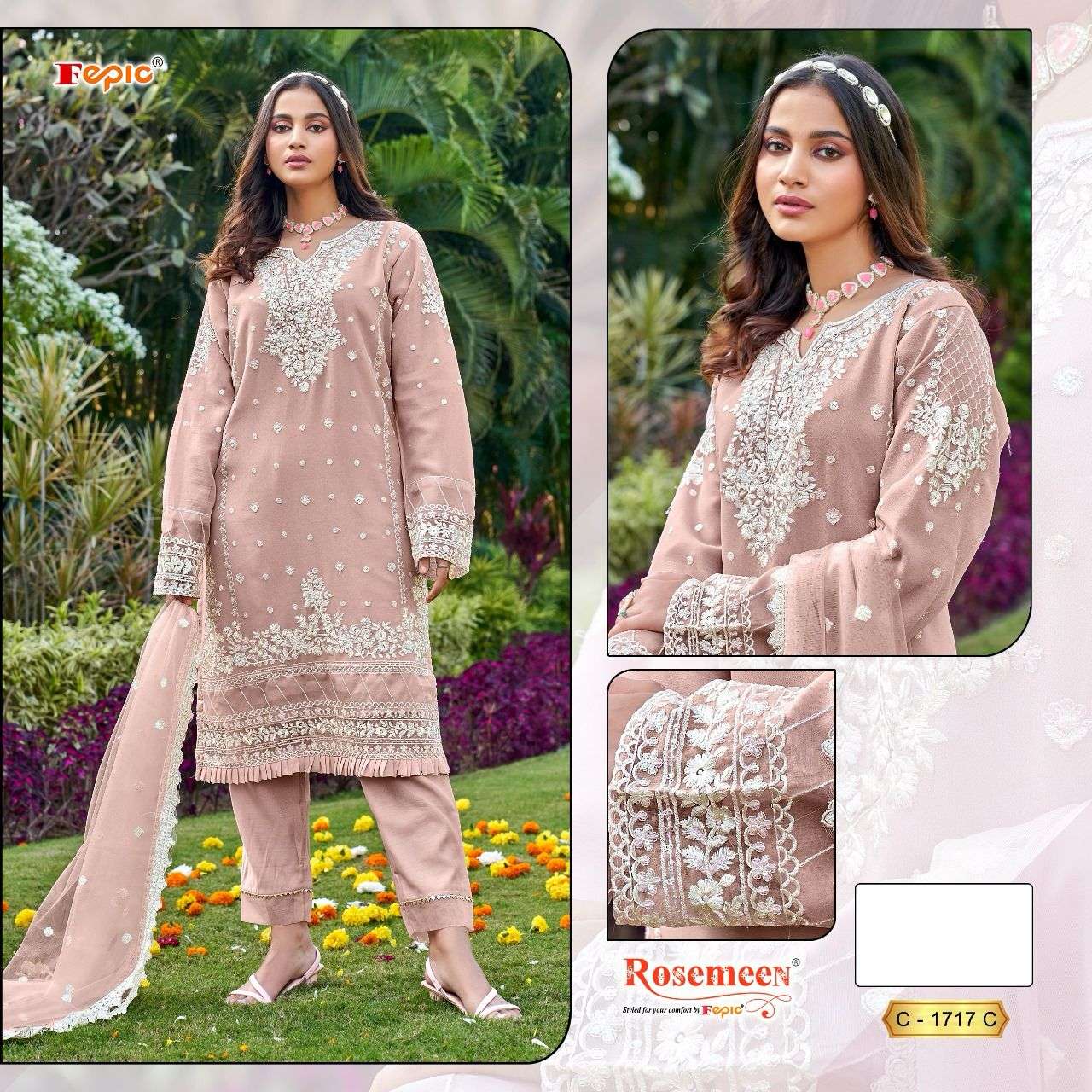 fepic rosemeen 17171 colour series designer pakistani salwar kameez wholesaler surat gujarat