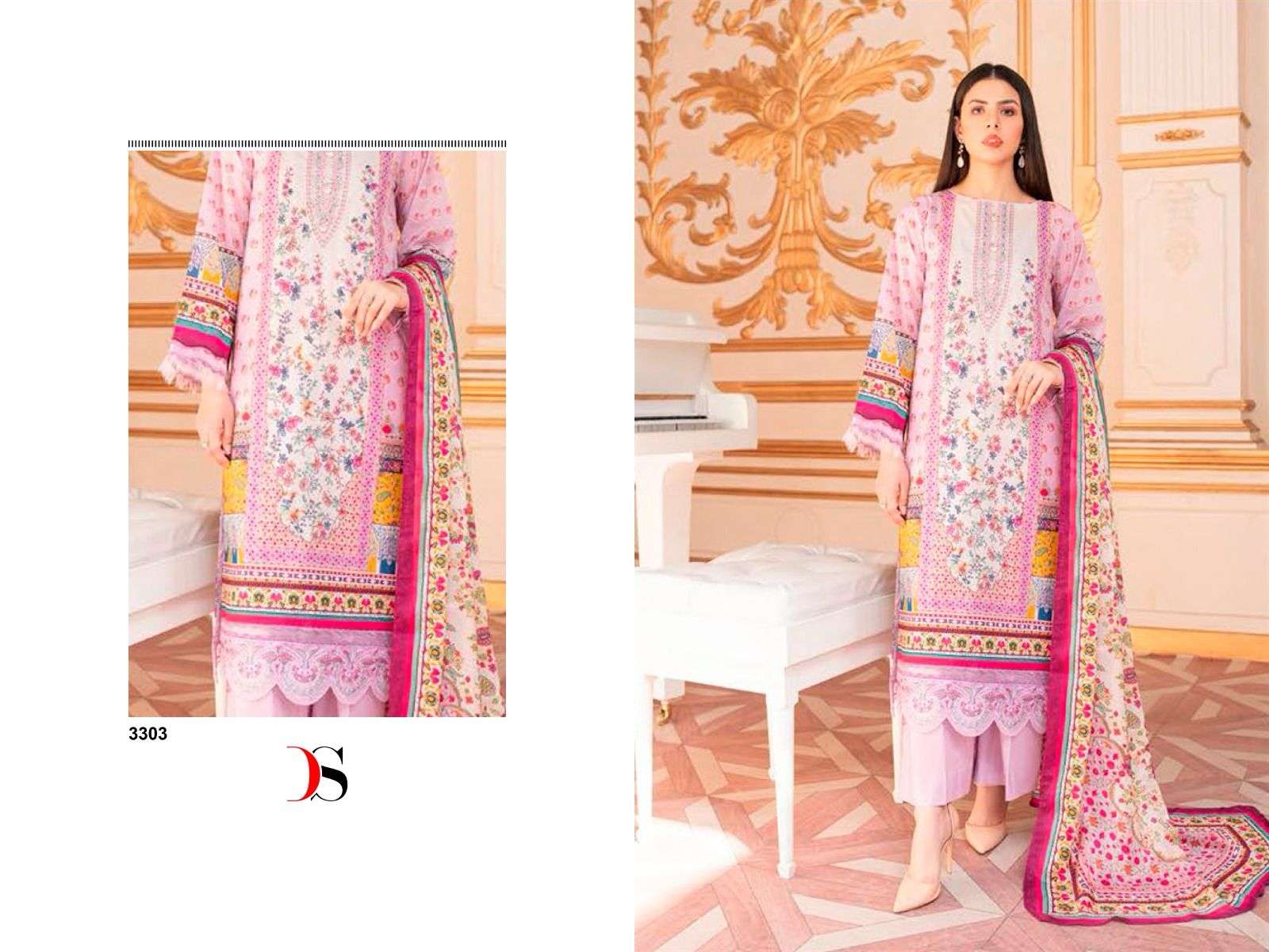 Firdous morja vol-2 by deepsy suits 3301-3305 series designer pakistani suits with chiffon dupatta wholesale collection
