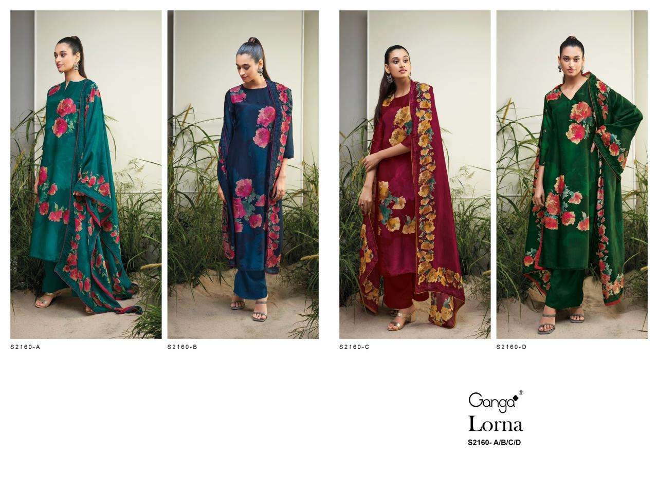 ganga lorna 2160 colour series latest designer pakistani salwar kameez wholesaler surat gujarat
