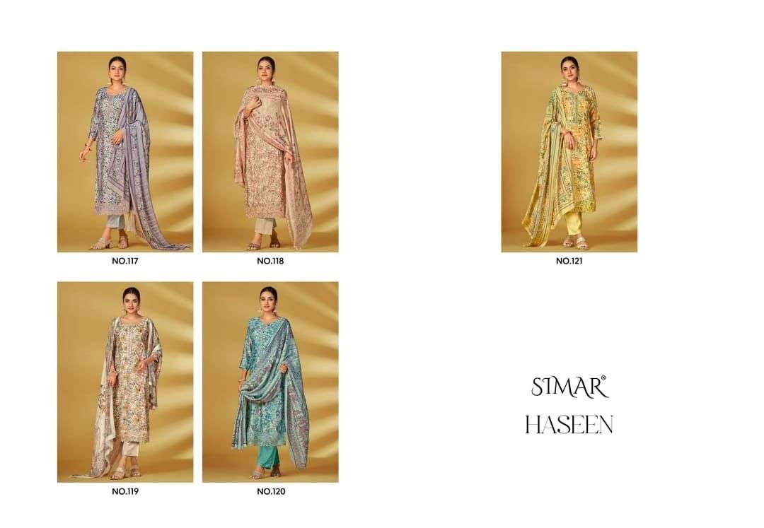 glossy simar haseen 117-121 series latest pakistani salwar kameez ar wholesaler rate surat gujarat india