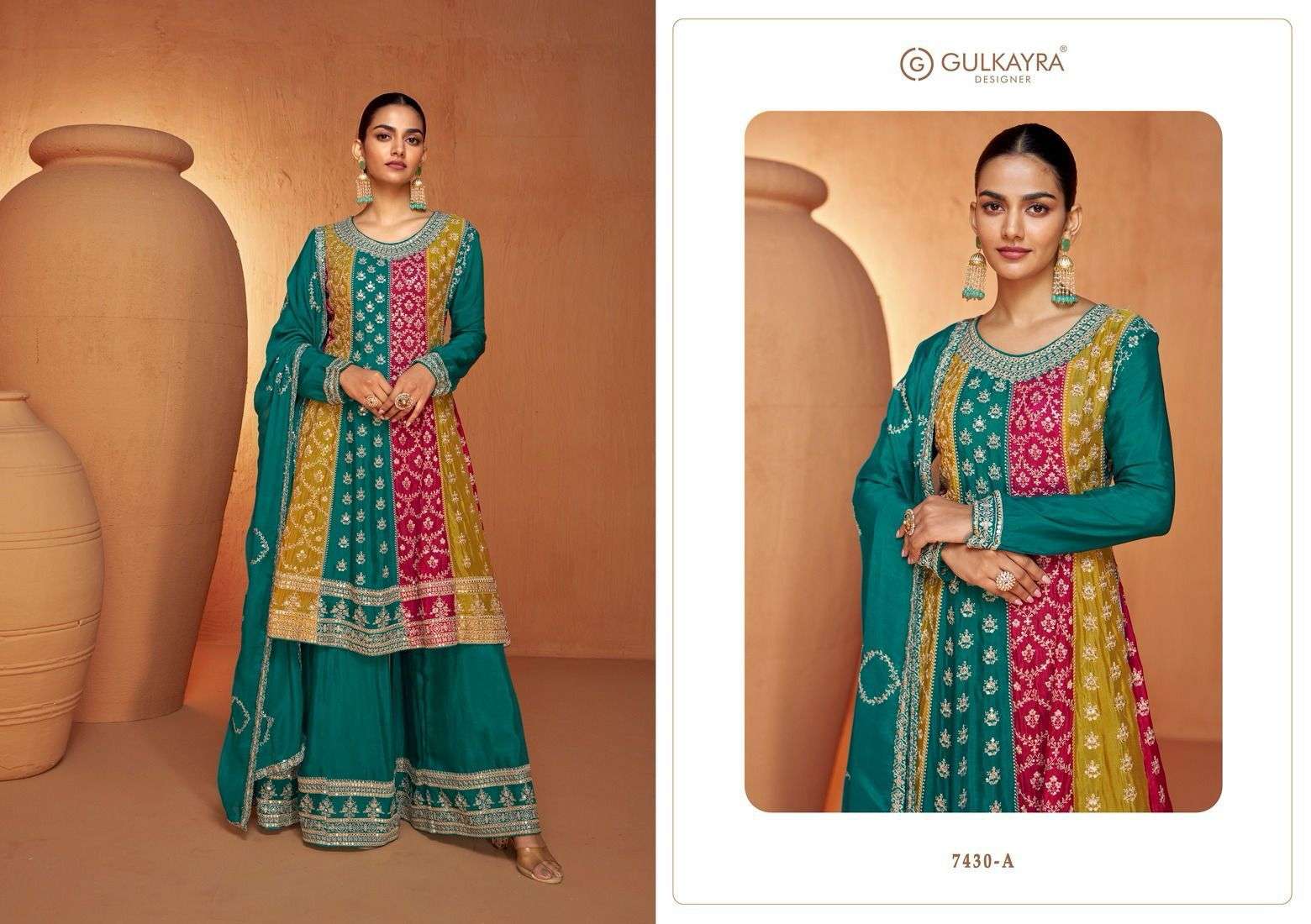 gulkayra designer ruhi 7430 colour series designer sharara salwar kameez wholesaler surat gujarat