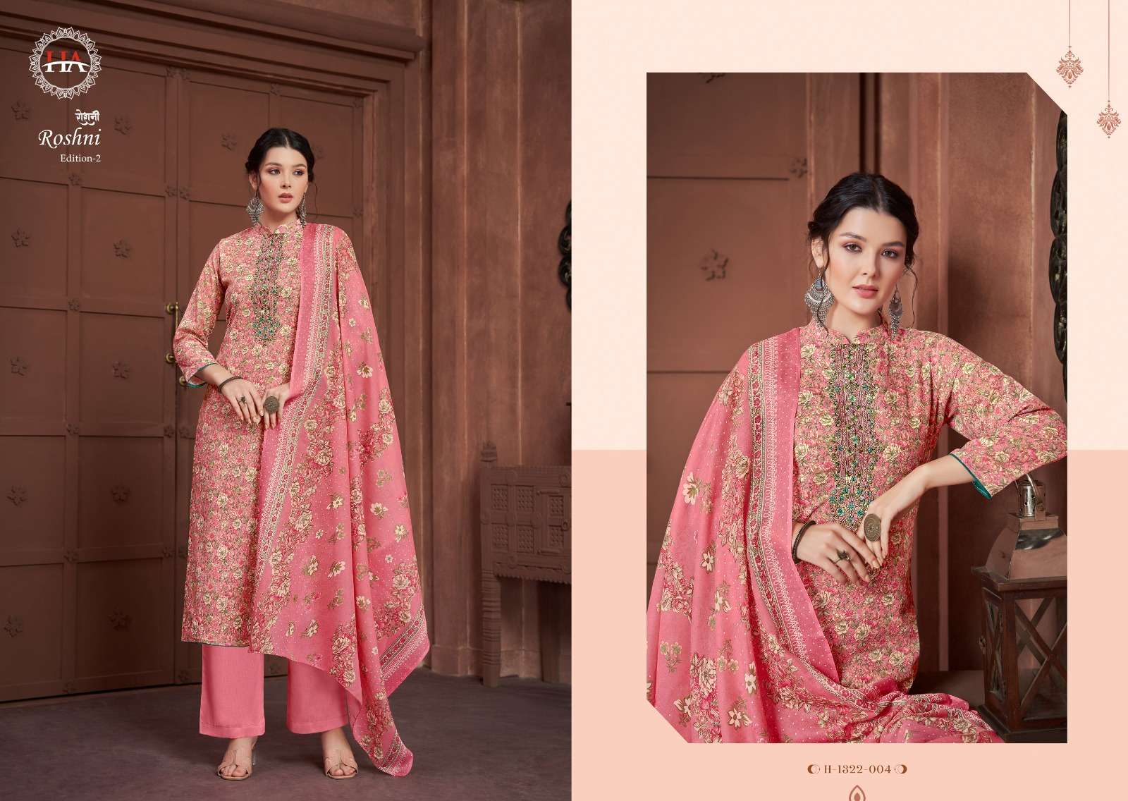 Harshit fashion roshni vol-2 1322-001 to 1322-008 series cotton designer salwar suits wholesale collection surat