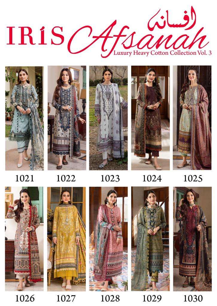 iris afsanah luxury heavy cotton collection vol-3 1021-1030 series latest indian salwar kameez wholesaler surat gujarat