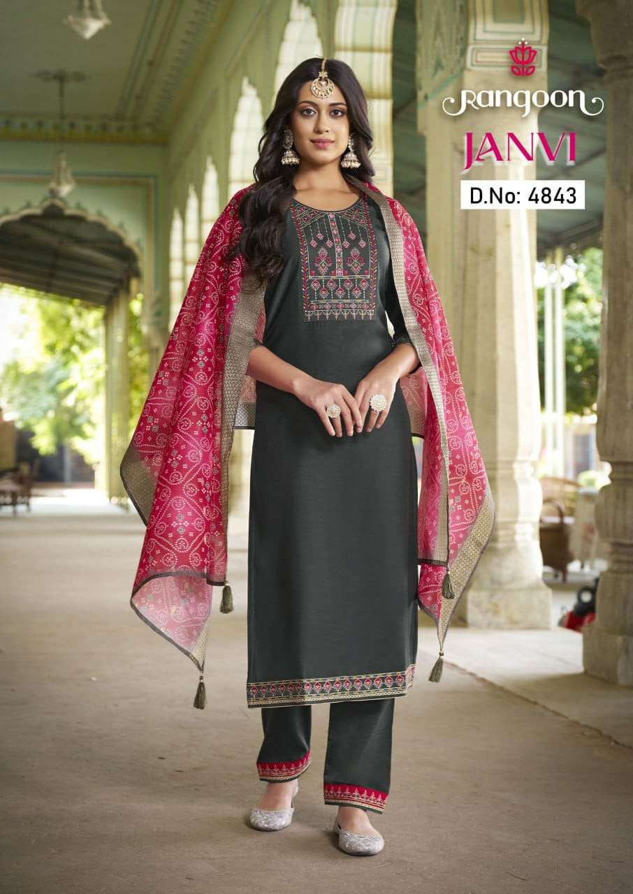 janvi rangoon 4841-4844 series latest designer readymade salwar kameez wholesaler surat gujarat